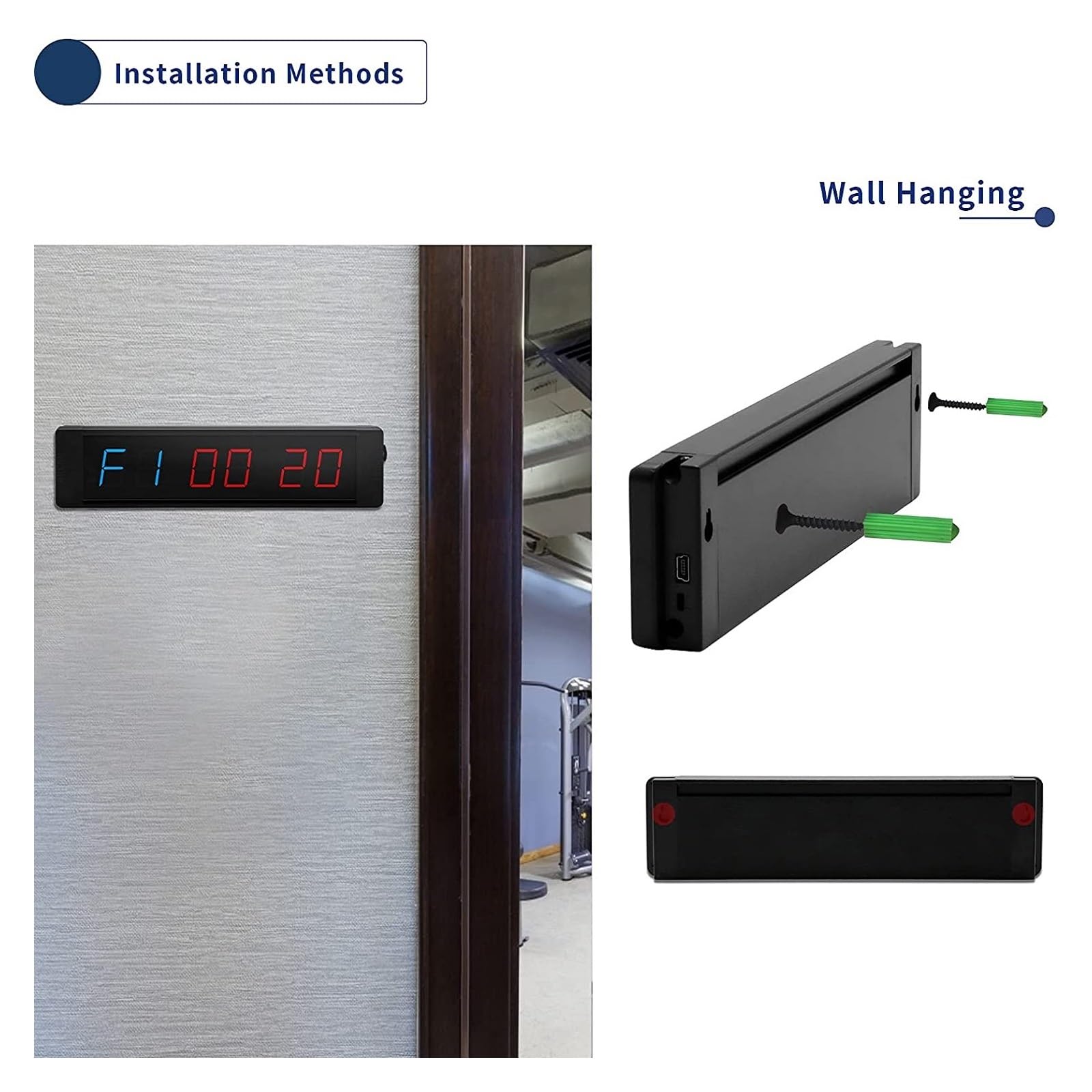 Timer palestra, LED Gym Garage Temporizzazione allenamento fitness Timer intervallo conto alla rovescia(RB2B-1R)