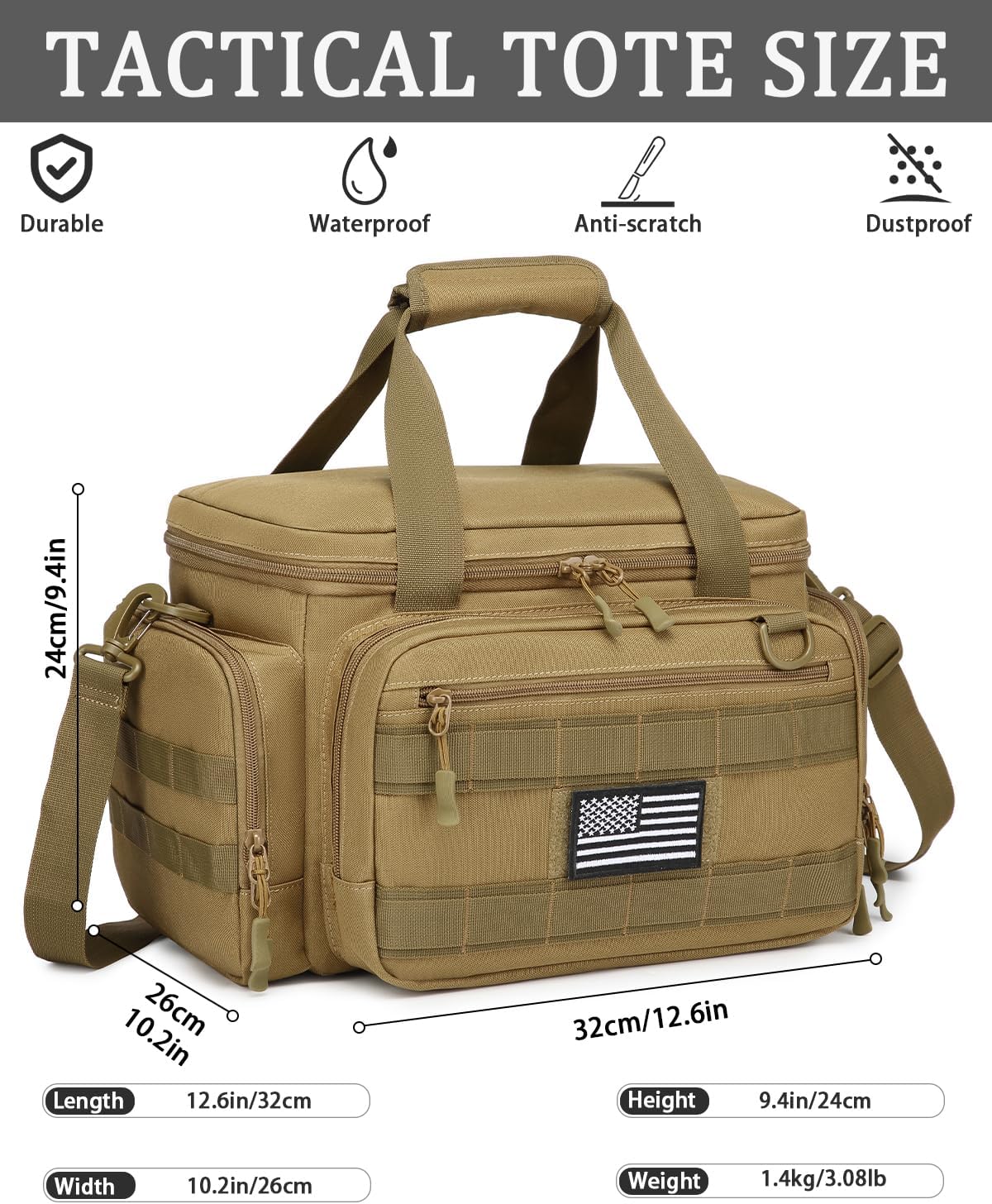 HAMBOLY Tactical Gun Range Bag for Handguns, Pistol Range Bag with 6X Magazine Slots and Extra Pockets for Ammo and Essentials for Shooting Hunting Outdoor Sports