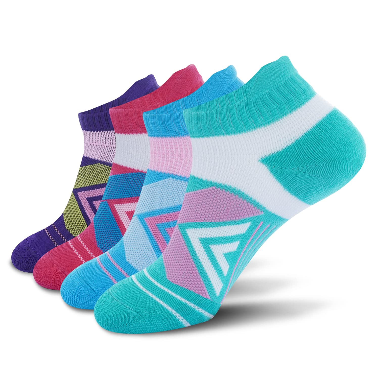 KC-TAHO Compression Ankle Socks For Women (4 Pairs) Cushioned Arch Support Athletic Socks for Running, Golf & Sports