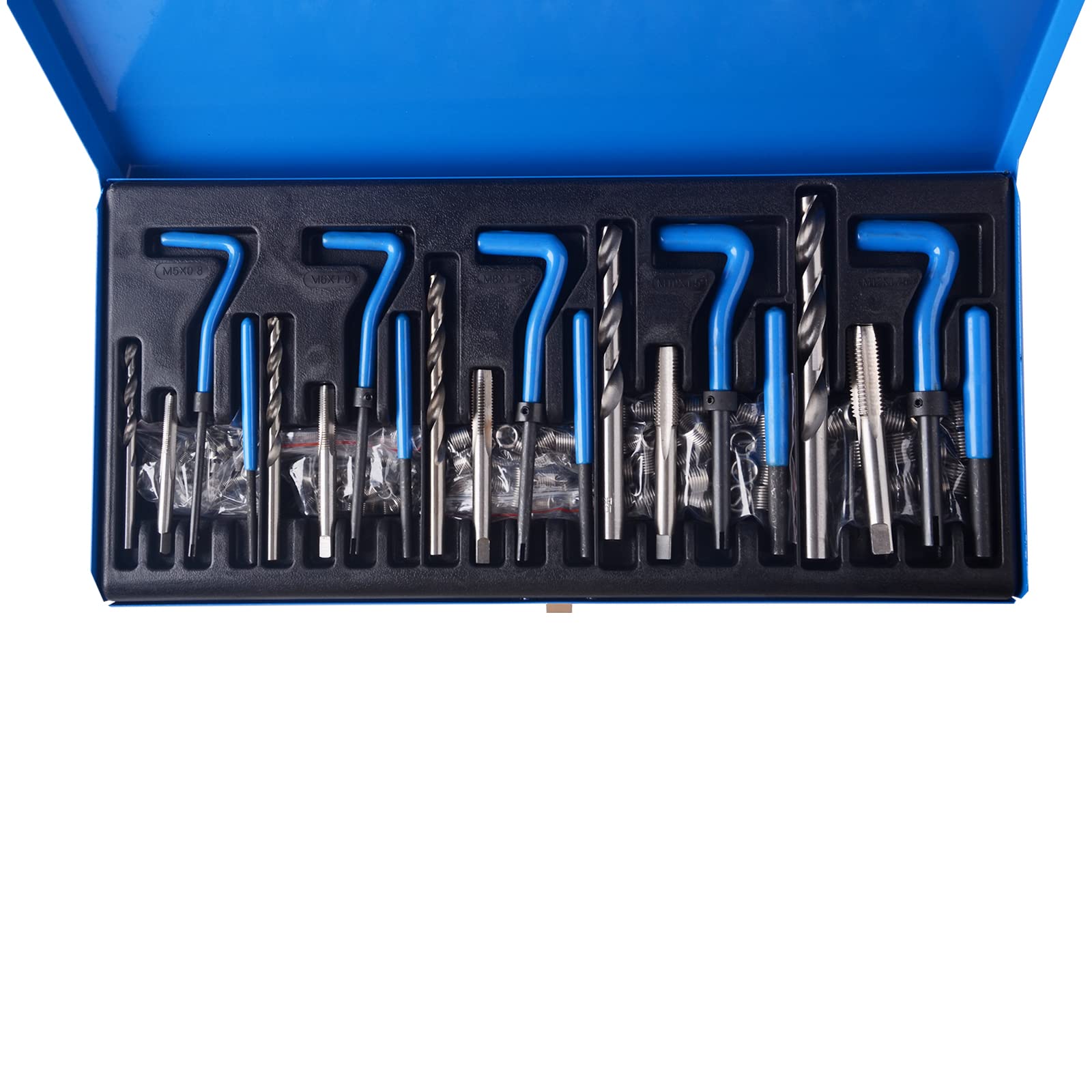 DAYUAN Kit di Riparazione Filettatura 151 Pezzi Manicotti elicoidali metrici M5 M6 M8 M10 M12 Acciaio Inox