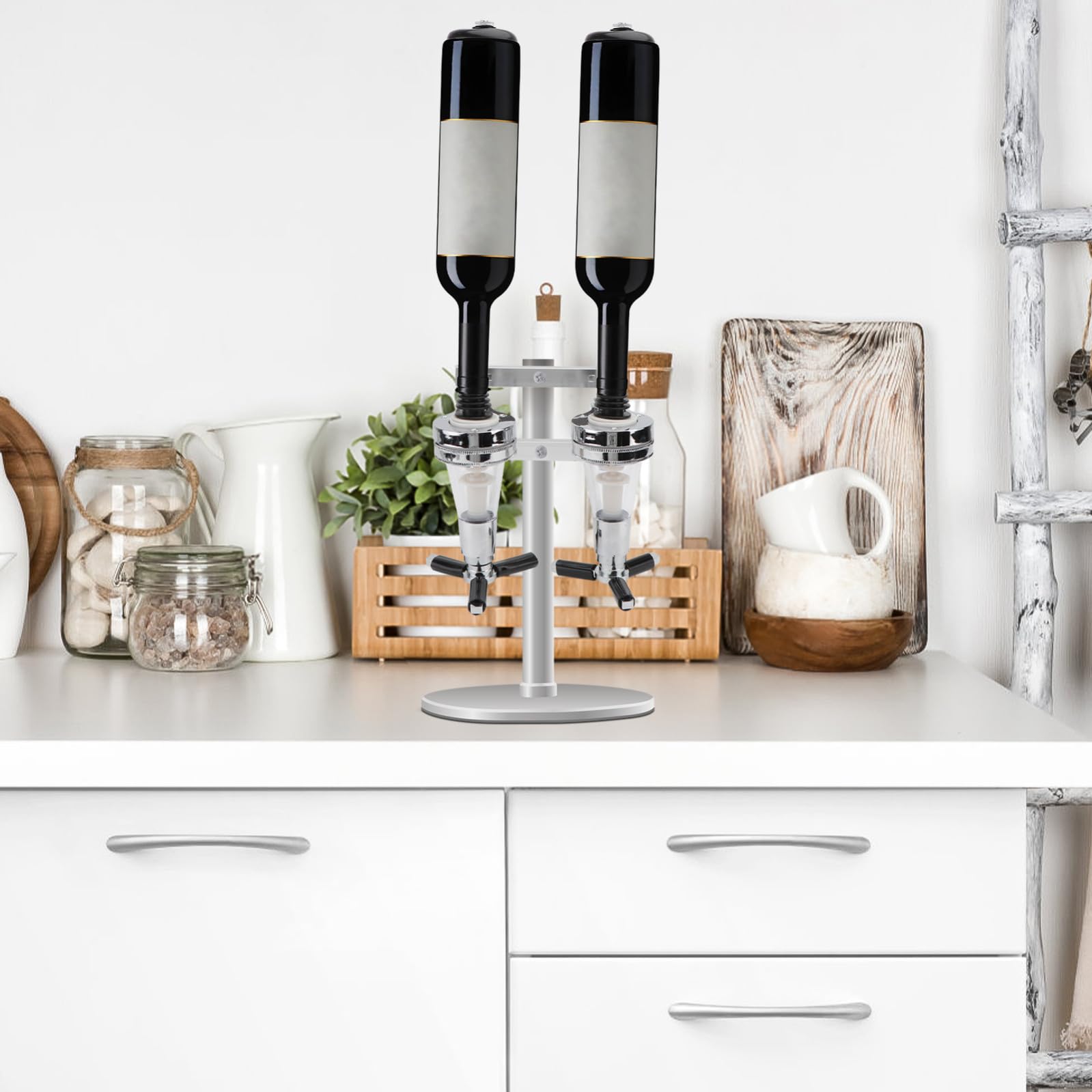 ULTECHNOVO Dispensador de Vino Montado Pared Resorte Boca Abajo para Botellas para Dispensadores de Licor y Bebidas
