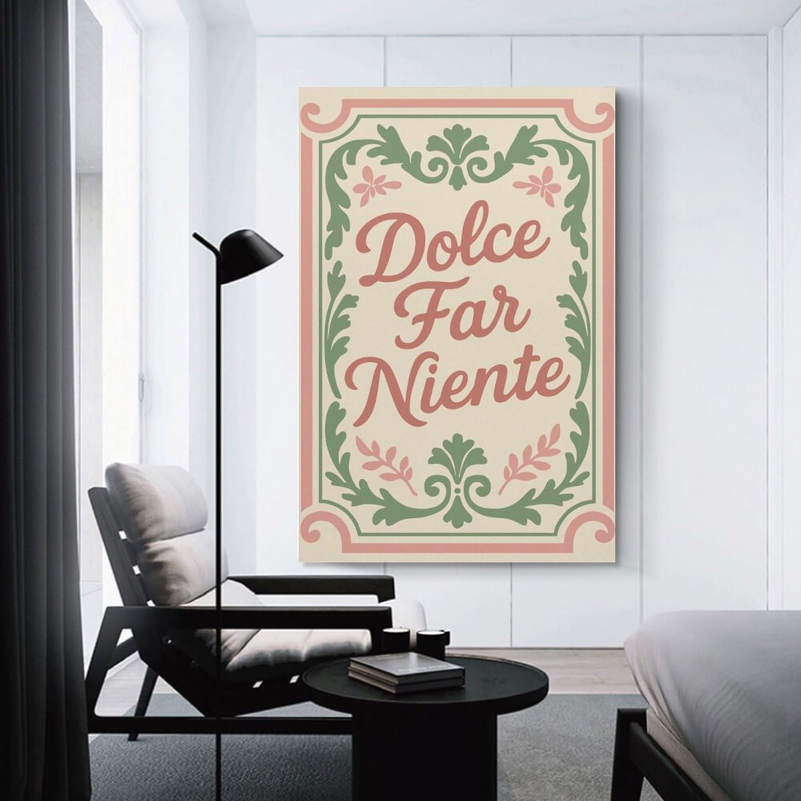 Junmoney Dolce Far Niente Text Art Decorative Canvas Print, 20x30inch(50x75cm), for New Home Styling, Lounge Or Bedroom, Stylish Wall Art for Fresh Spaces