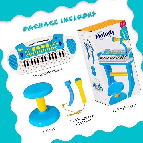 Miniatura 6 de GLACER Juguete de teclado de piano para niños de 31 teclas con taburete, instrumento musical electrónico portátil para niños pequeños con micrófono
