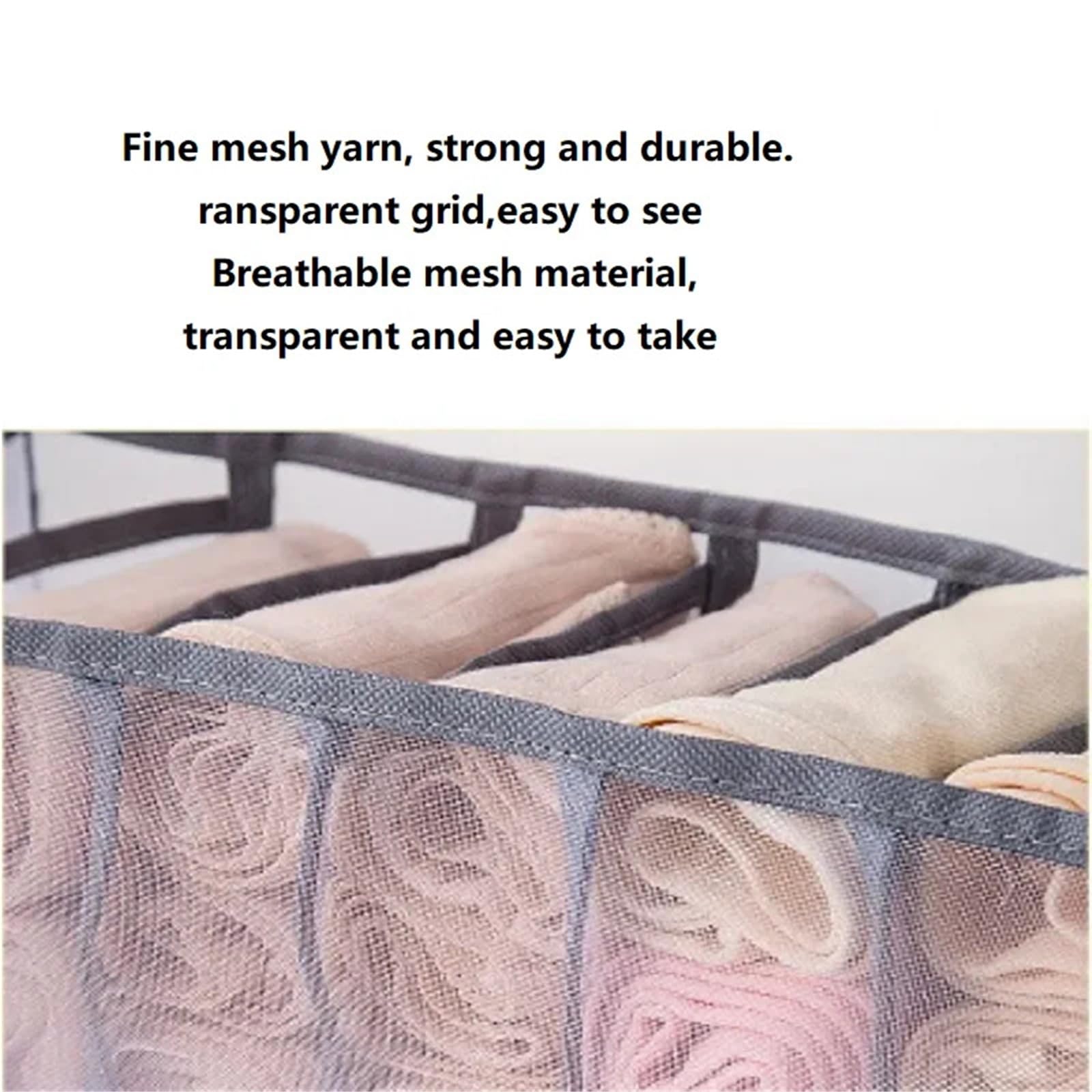 MRKU Boîte de Rangement pour sous-vêtements, Chaussettes et Soutiens-Gorge, compartimentée, Pliable, en Nylon Respirant, idéale pour la Maison ou Les dortoirs.