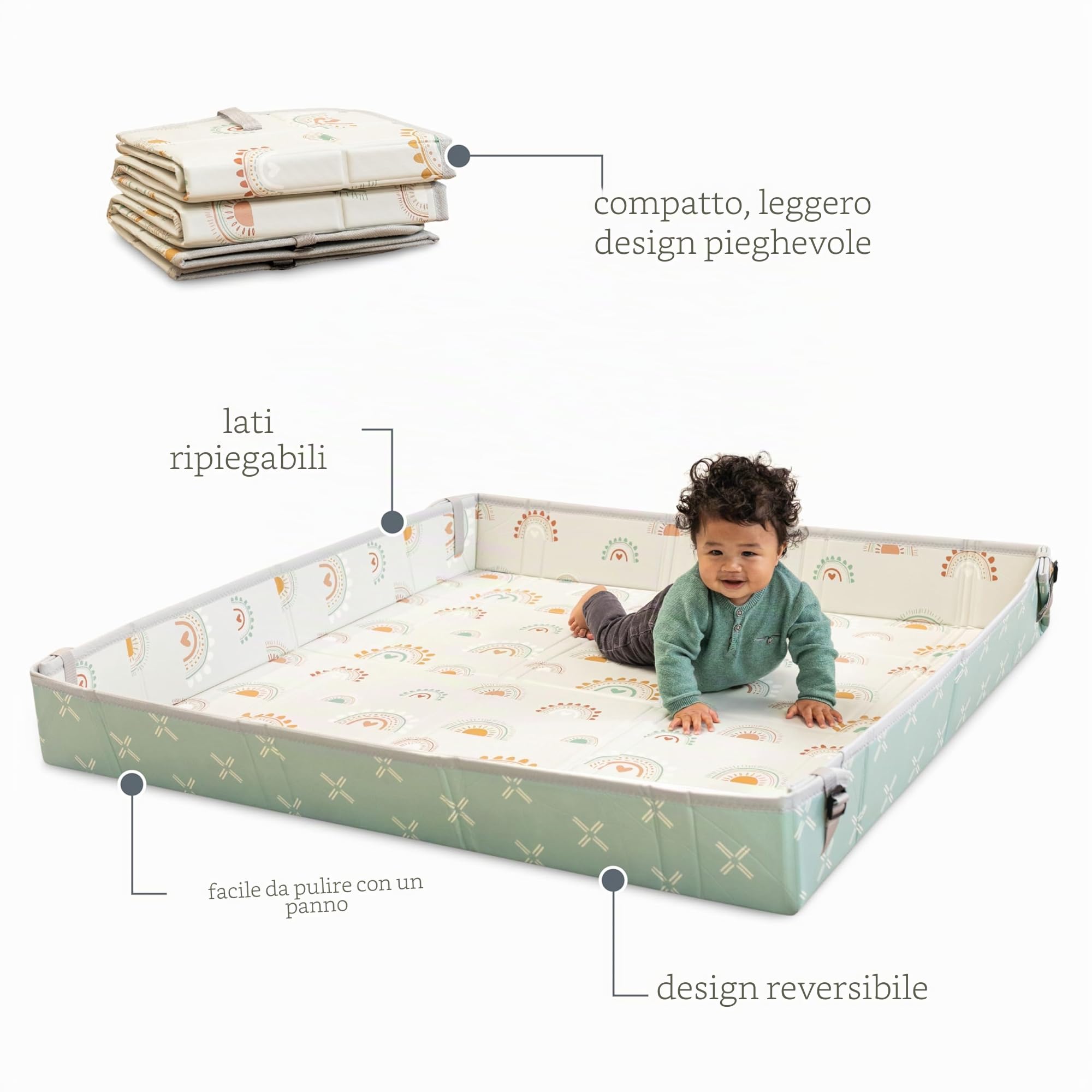 Infantino Foldable Soft Foam Mat, Extra Large Double-Sided Baby Play Mat, Non Slip Crawling for Infants & Toddlers