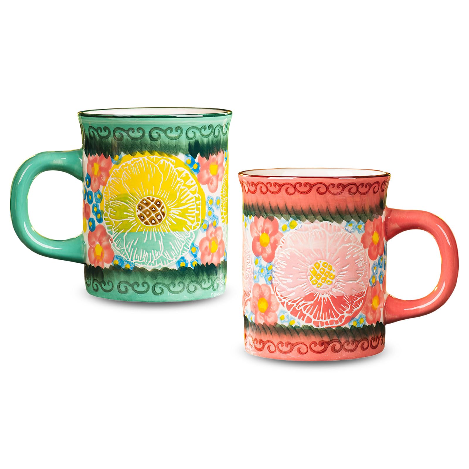 15 oz Coffee Mugs Set of 2, Large Ceramic Mug with Handle for Men Women, Modern Coffee Cups for Latte, Cappuccino & Hot Chocolate, Dishwasher & Microwave Safe, Housewarming Gift