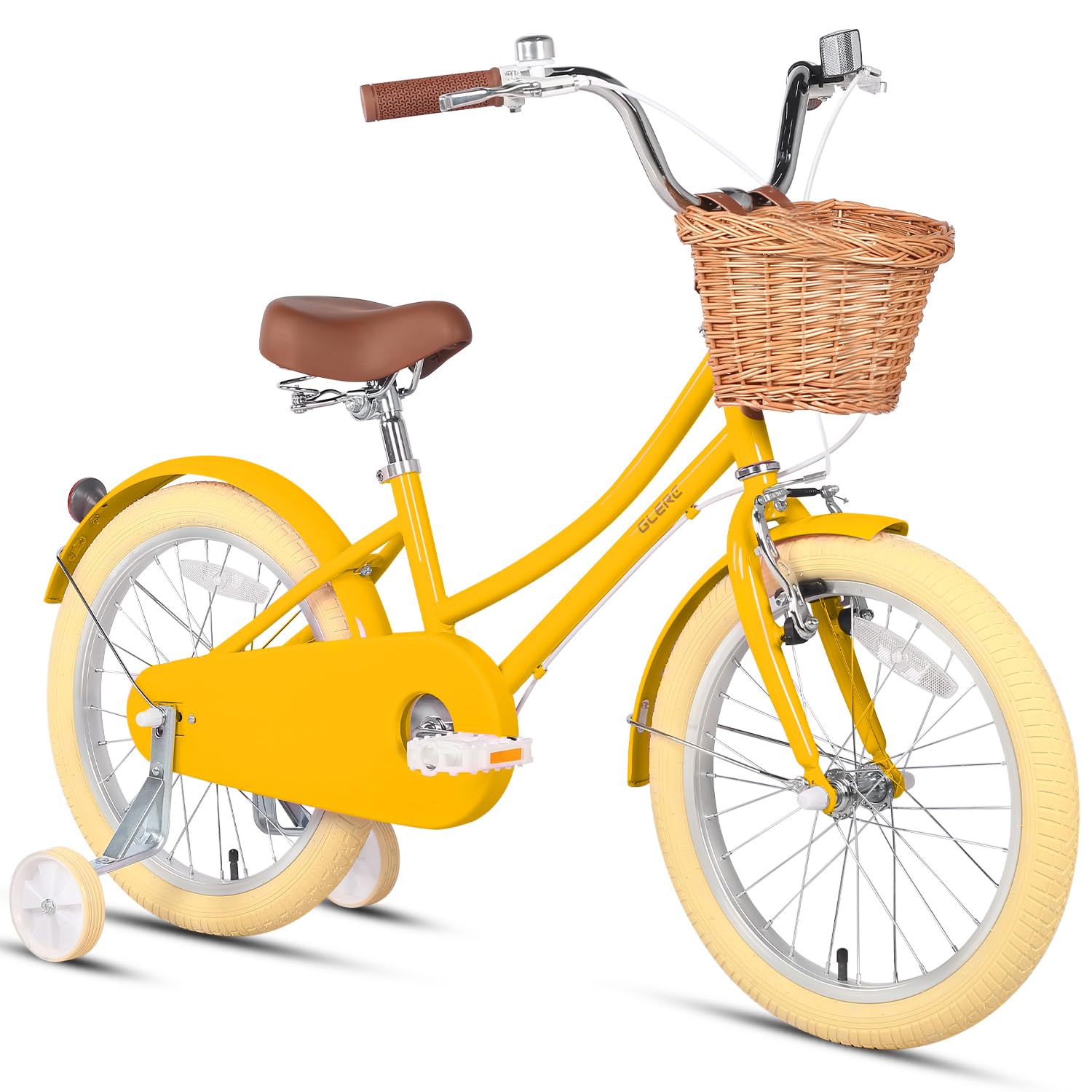 Glerc Bicicleta de niña con Cesta para niños de 3 a 10 años, 12 14 16 20 Pulgadas con Timbre de Cesta y estabilizadores, tamaños