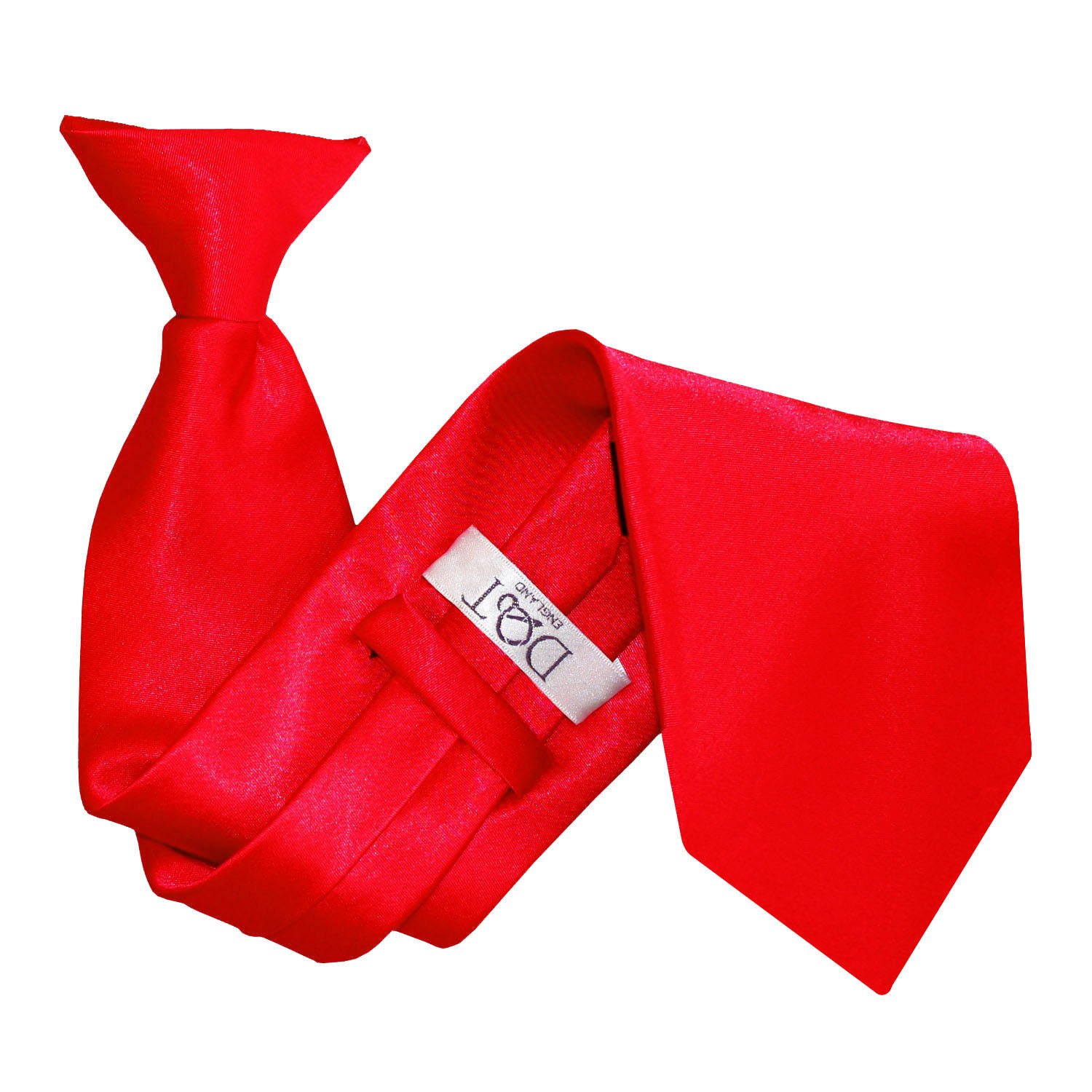 Dqt Men's Red Plain Satin Clip-On Tie - Pre-Tied Necktie For Wedding, Business, Uniform, Security & Formal