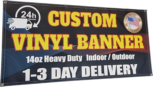 Cartel de vinilo personalizado, vinilo recubierto de alta calidad de 14 onzas, a todo color, letrero resistente para interioresexteriores, diseño en