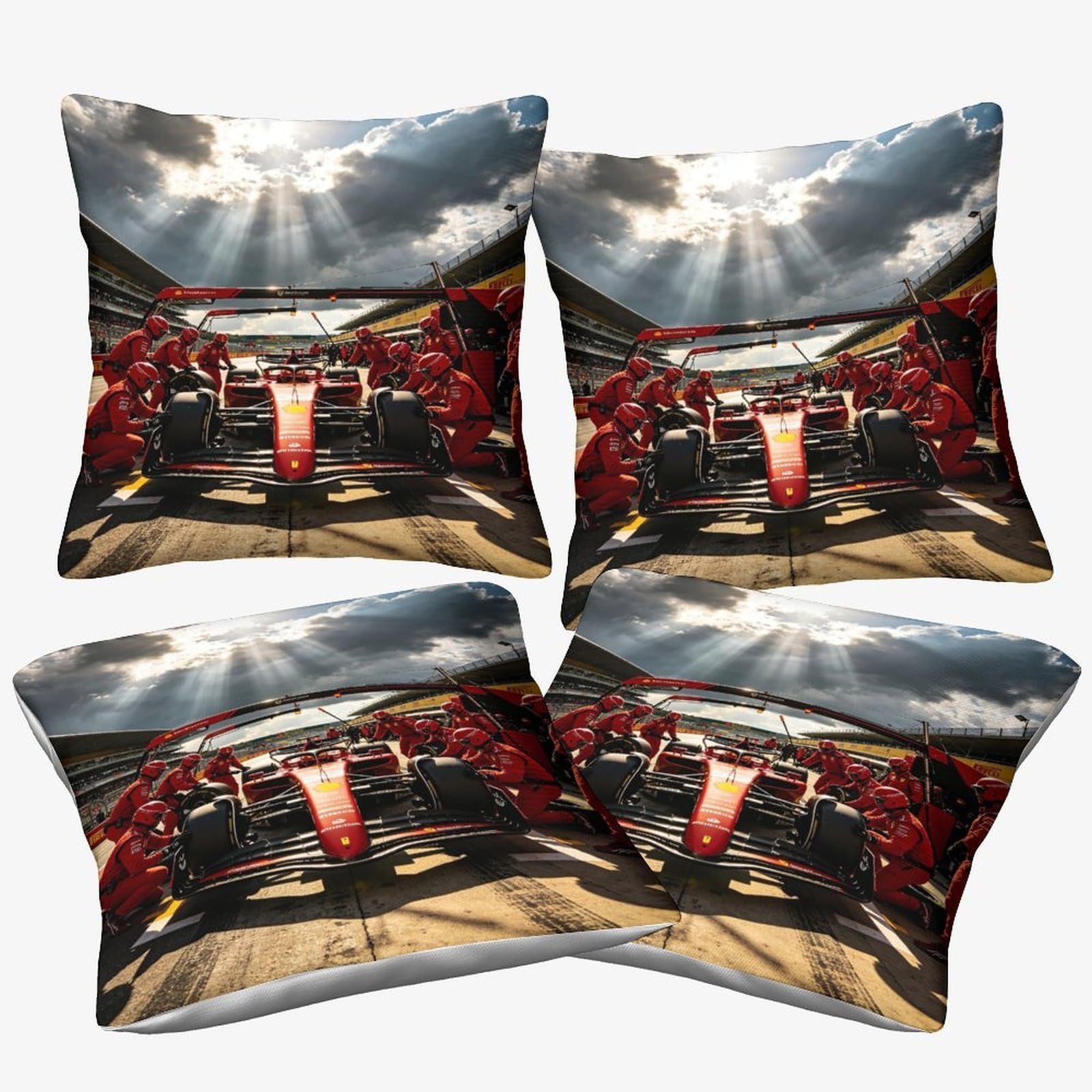 Xiaopangxy Formulaa Racing-4 Formulaa Racing Microfiber Throw Pillow Case, 50X50cm, 4 Pcs, Gift For Wife, Girlfriend, Gift For Couples, Wedding, Pit Stop Cushion Cover For Sofa Couch Bed