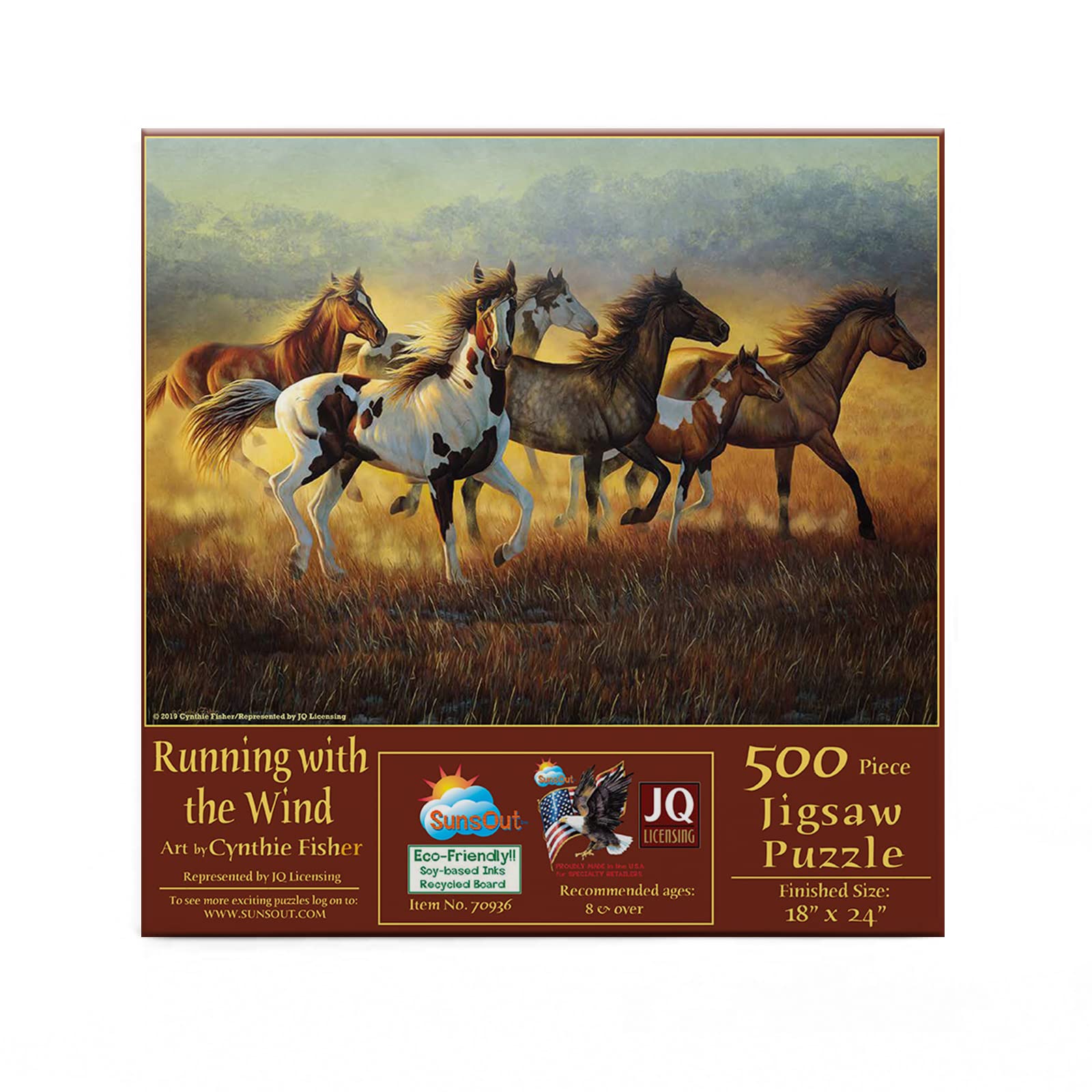 SUNSOUT INC - Running with The Wind - 500 pc Jigsaw Puzzle by Artist: Cynthie Fisher - Finished Size 18" x 24" - MPN# 70936