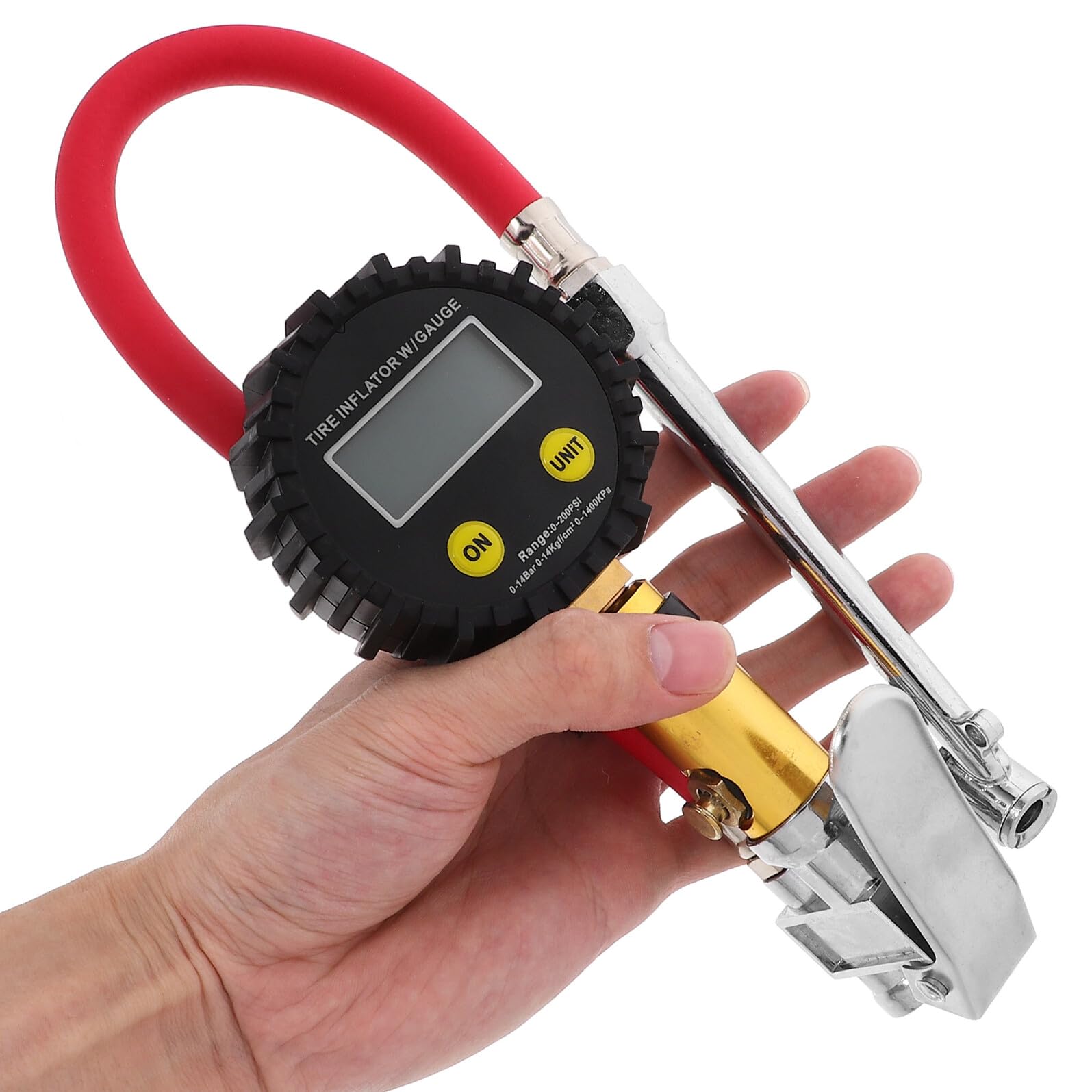 INOOMP Digitaler Reifendruckmesser mit Lcd display und Hintergrundbeleuchtung Präzise Luftdruckanzeige Robustes Metallgehäuse Handliche Bedienung Geeignet für Auto Suv Motorrad Fahrrad