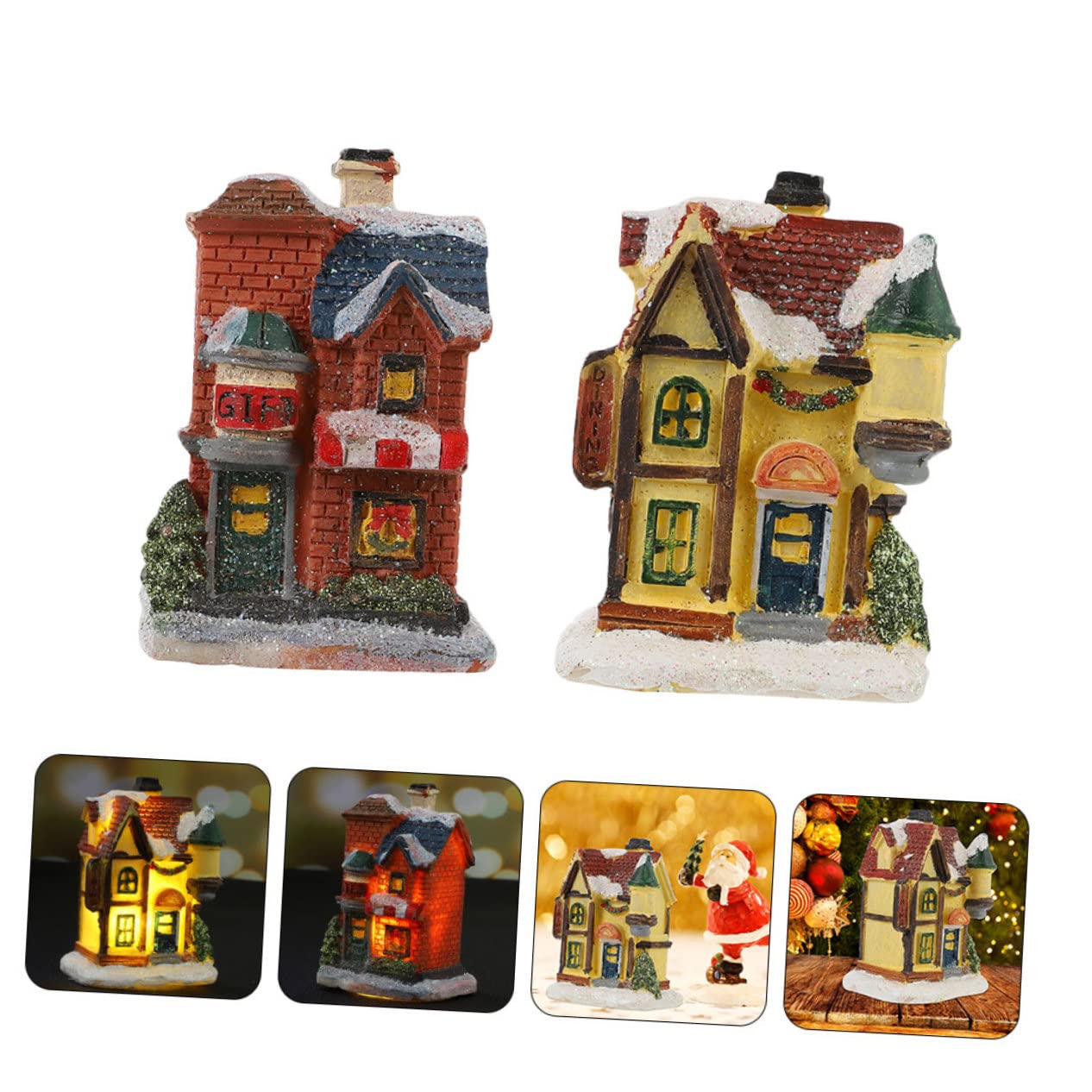 Garneck 2 Set Piccola Casa Luminosa Natale Ornamenti Decorazione Porta Bedroom Decoration Casette Natalizie Casa Natalizia Decorazioni Natalizie Accessorio Natalizio Resina 2 Pezzi * 2