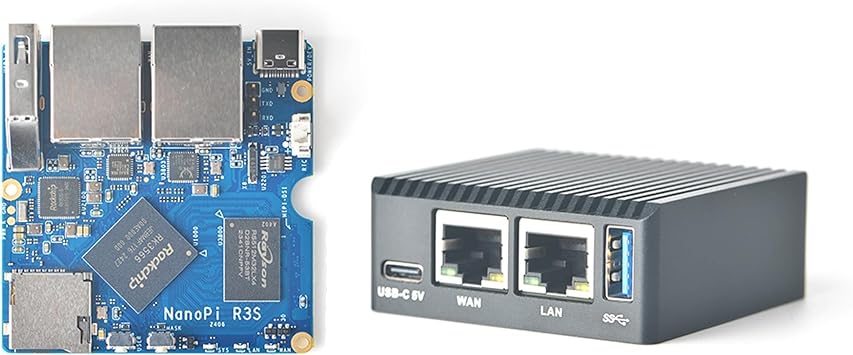 FriendlyElec NanoPi R3S Mini Router OpenWRT, 2GB LPDDR4X RAM None eMMC, Dual-Gbps Ethernet for Smart Home Office Gateway IoT NAS Applications, Support Debian Ubuntu OS 2+0GB with Metal Case
