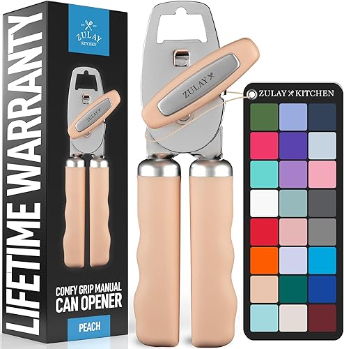 Miniatura 19 de Zulay Kitchen Abrelatas manual de acero inoxidable resistente con abridor de botellas, abrelatas manual a prueba de óxido con perilla giratoria y