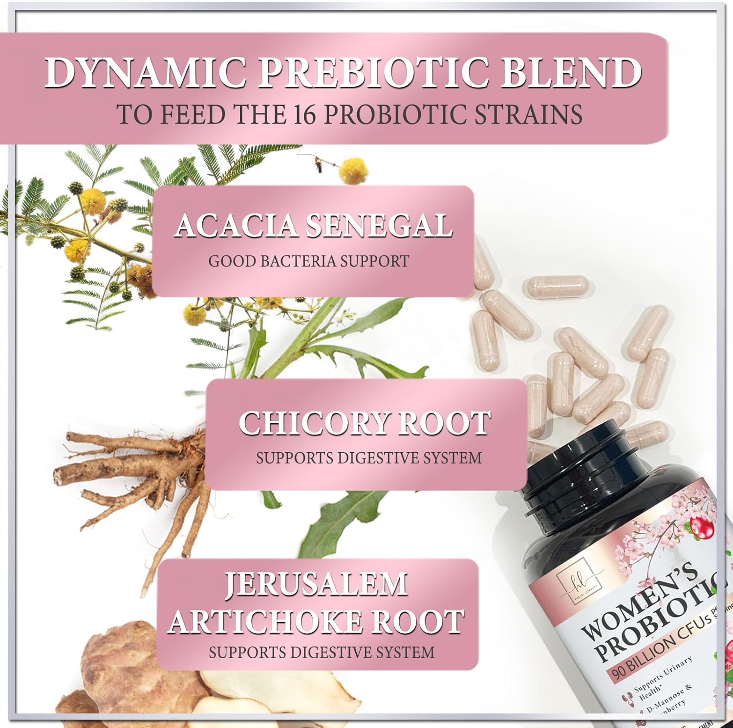 Probiotics for Women Digestive Health Support - 90 Billion CFU Women's Probiotic, 16 Strains, Cranberry, Vaginal Probiotic with Prebiotics, PH, Immune, Urinary, & Feminine Health Support, 120 Capsules - Image 8