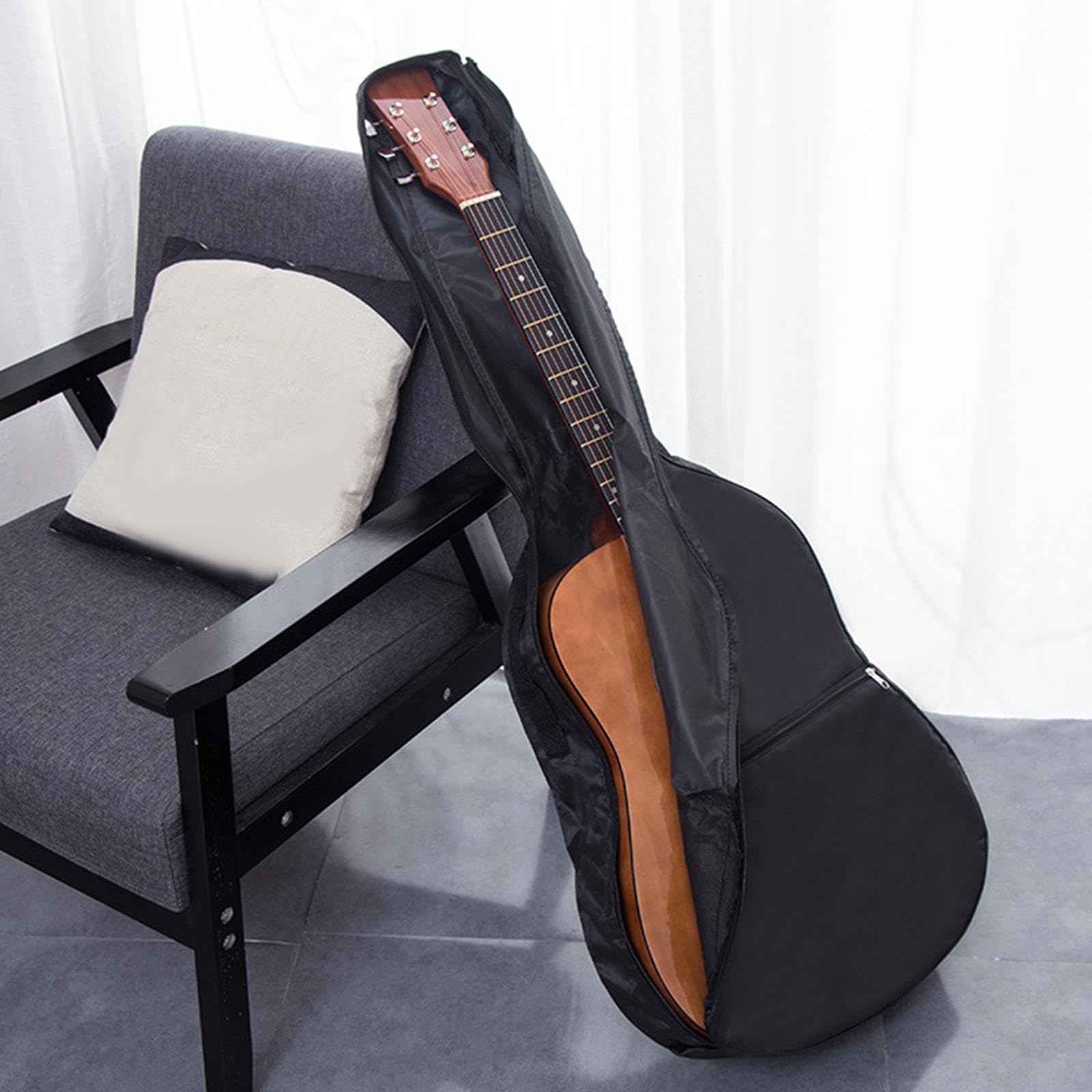 Etui na gitarę Gig Bag Hemming Design z paskiem na akcesoria do książek, 3 zestaw (czarny), 106.5cmx39cm, jako opis