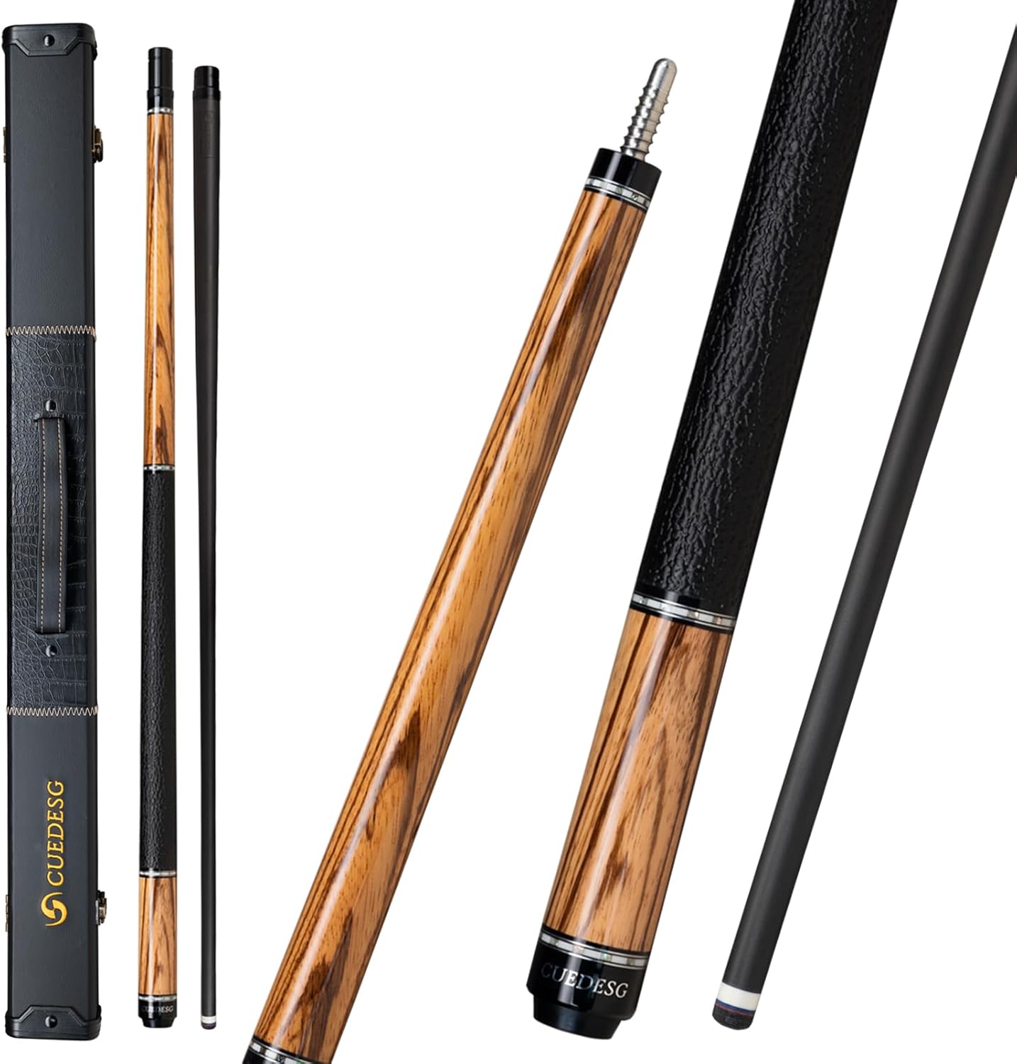 Carbon Fiber Pool Cue Stick 10.5mm/11.8mm/12.5mm,Low Deflection Pool Stick with Rare Wood Butt,Professional Cue Stick with Box Case