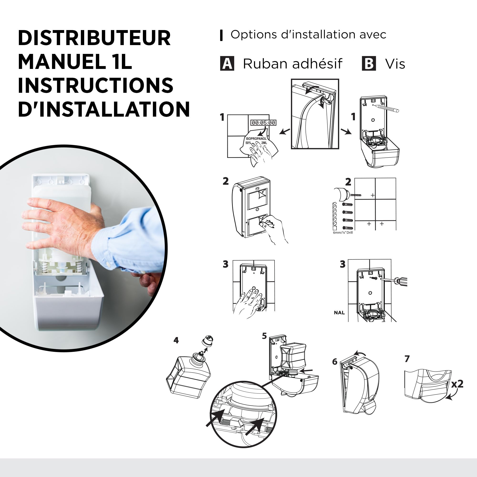 SC Johnson Professional Azure Foam Kit de Démarrage – Distributeur Mural de Savon pour Les Mains – Nettoyant moussant – 1 Distributeur + 1 Recharge (1 Litre) – Réservé à Un Usage Professionnel