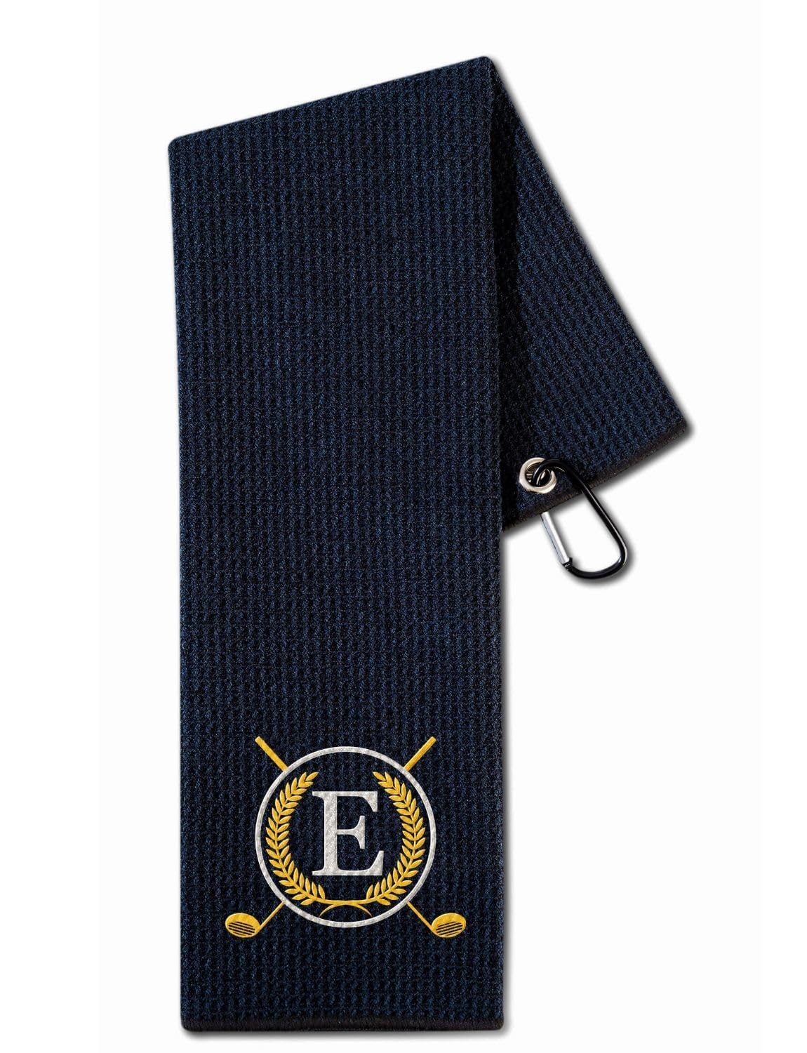 CybGene Golf Towel with Monogrammed Embroidery, Initial Golf Gifts, Personalized Golf Accessory for Men, Women on Birthday, Retirement, Microfiber Golf Towel, Black-E — image 1