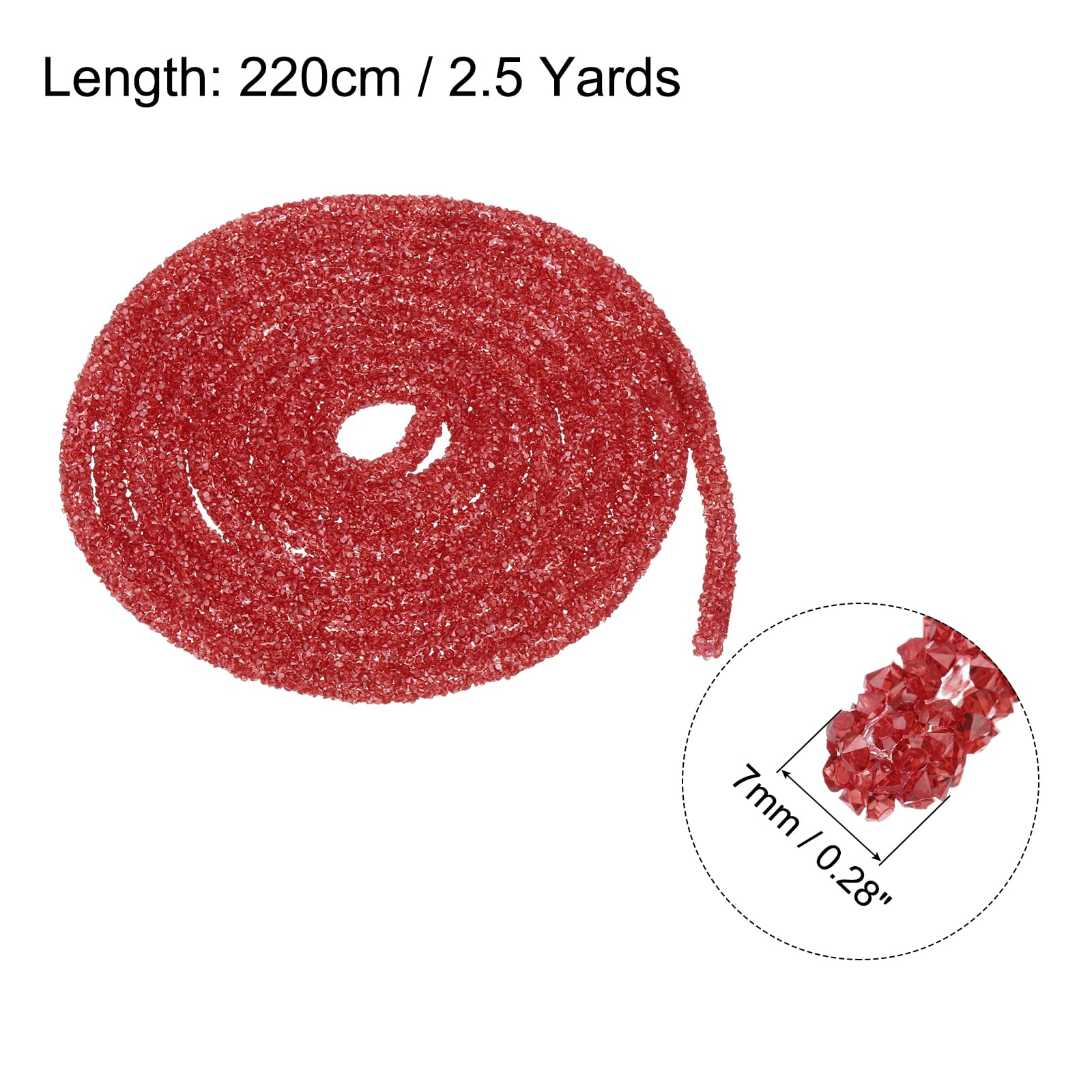 sourcing map 5 Yard 6mm 0.24 inch Glitter Sequins Rope Sequins Rhinestone Tube Cord for DIY Wedding Dresses Costume Clothing Shoes Jewelry Accessory Clear White — view 86