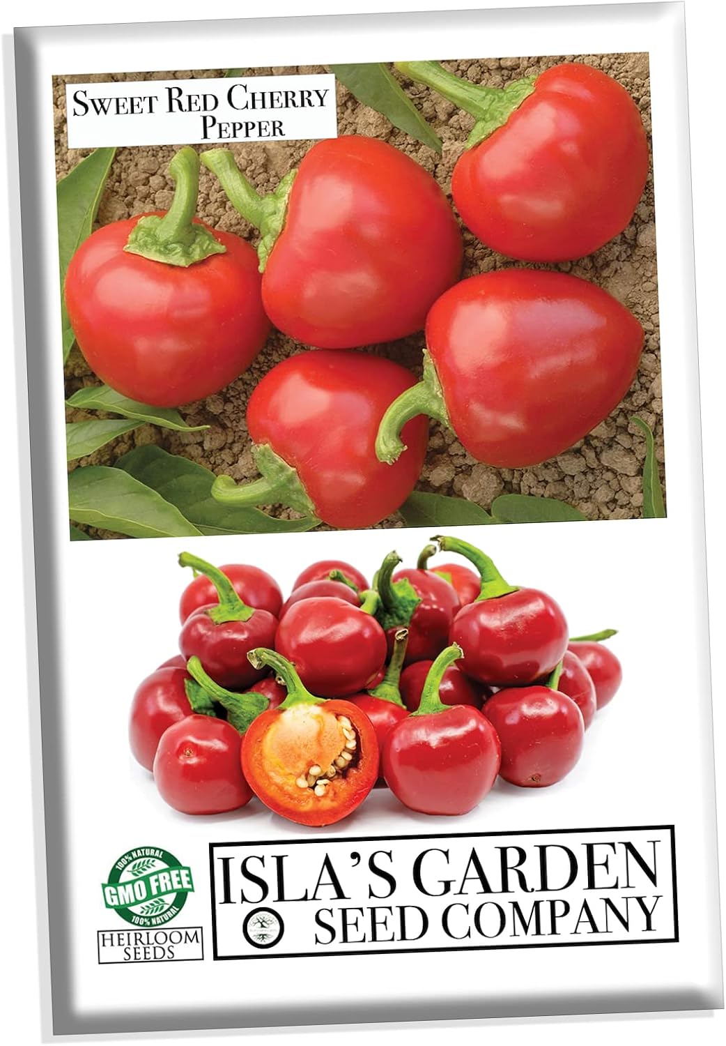 Sweet Red Cherry Pepper Seeds for Planting, 25+ Heirloom Seeds Per Packet, (Isla's Garden Seeds), Non GMO Seeds, Botanical Name: Capsicum annuum, Great Home Garden Gift