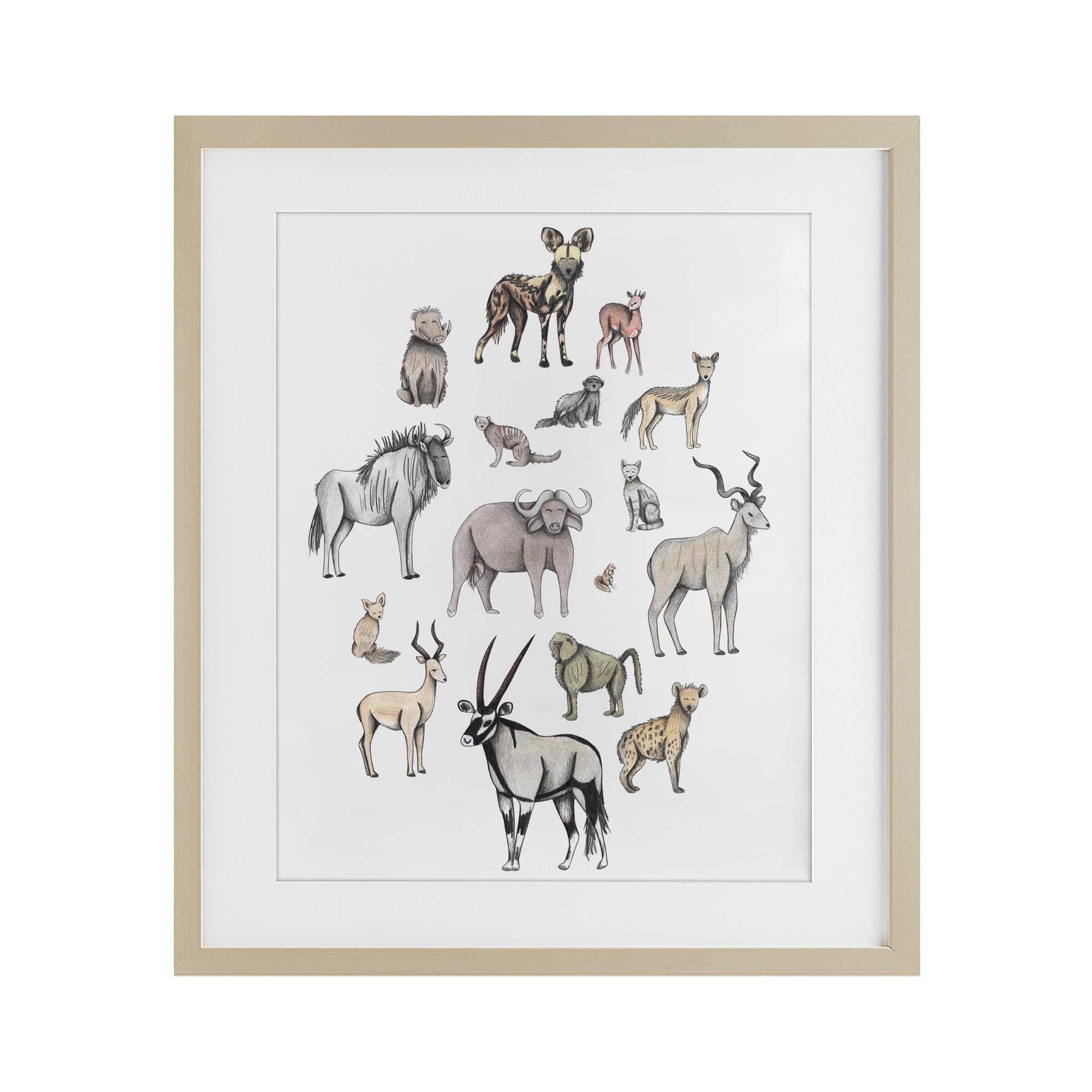 Impression encadrée simple animaux africains noir Stupell