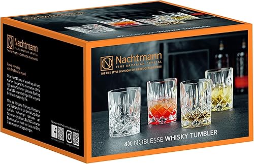 Miniatura 9 de Nachtmann Noblesse Collection - Juego de 4 vasos de whisky transparentes, vaso de 4 pulgadas para whisky, cóctel, licor o bourbon, 10 onzas, apto