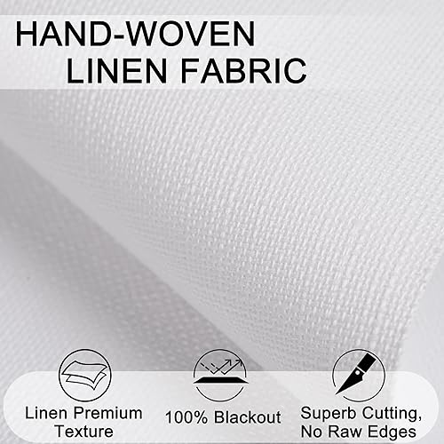 Miniatura 2 de Persianas enrollables opacas para ventanas, sin cordones, de tela de lino, para oscurecer la habitación, con cenefa de cassette, con aislamiento