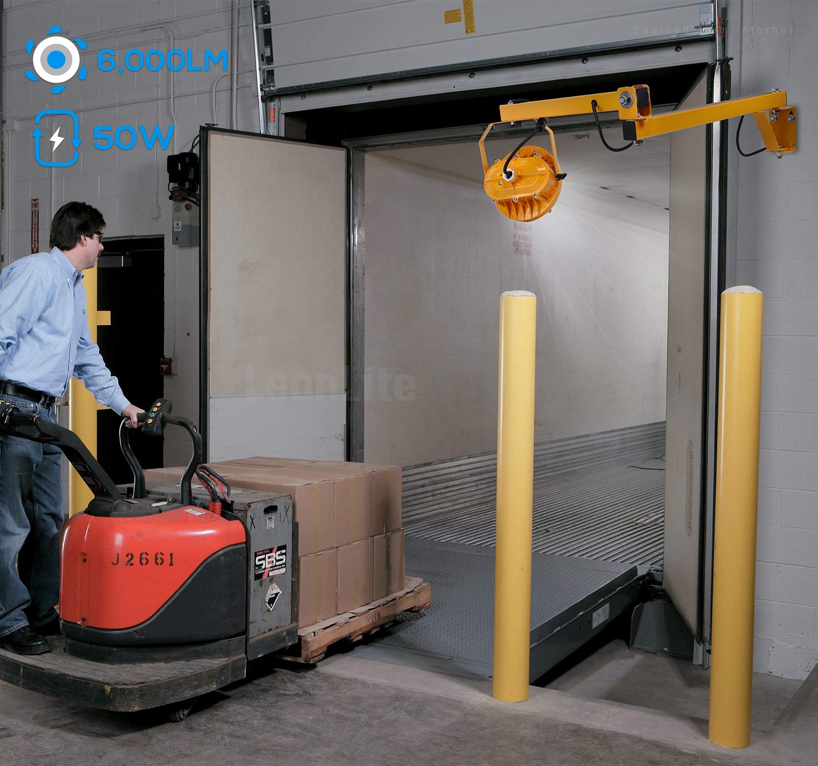 LEONLITE LED Loading Dock Lights 50W, 6000lm, 360° Rotatable Lamp Head