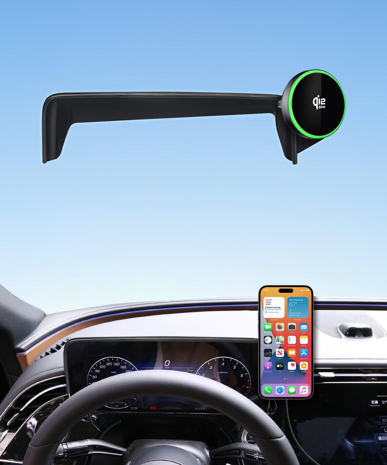 Support de téléphone de voiture Qi2.2 25 W sans fil pour Mercedes-Benz EQE