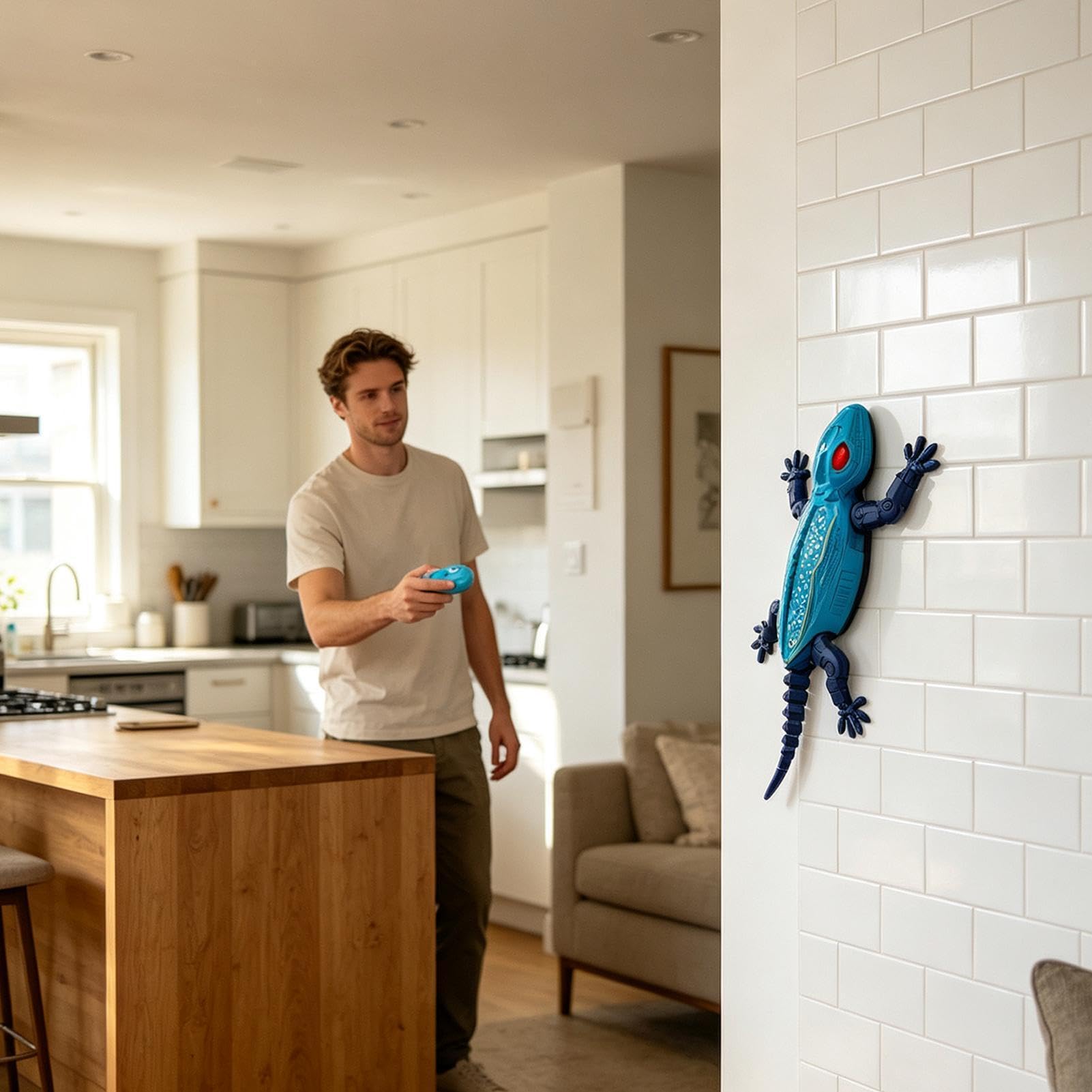 Juguete de gecko para trepar a la pared, diseño con ojos LED
