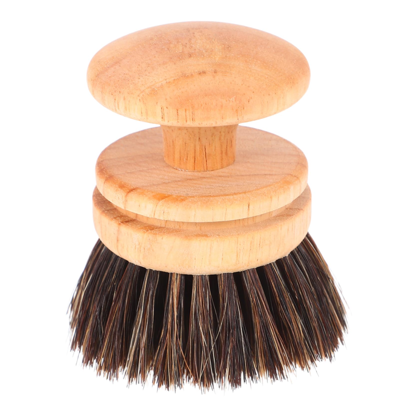 Unomor Wooden Handle Brush Horsehair Brush for Dishes Heavy-Duty Dish Cleaning