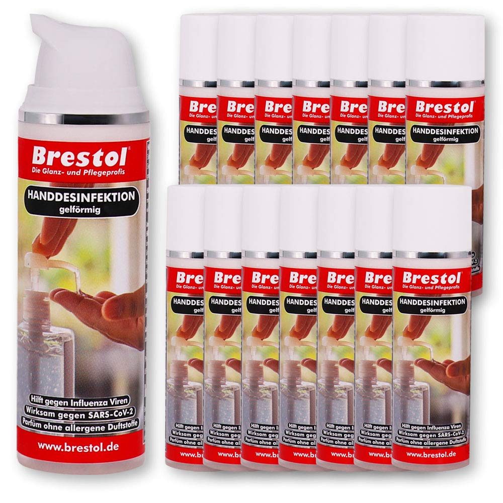 HANDDESINFEKTION Gel 15x 50 ml Spenderflasche Desinfektionsmittel für Hand Haut Hände Desinfektion Desinfektionsgel Geldesinfektion gelförmig