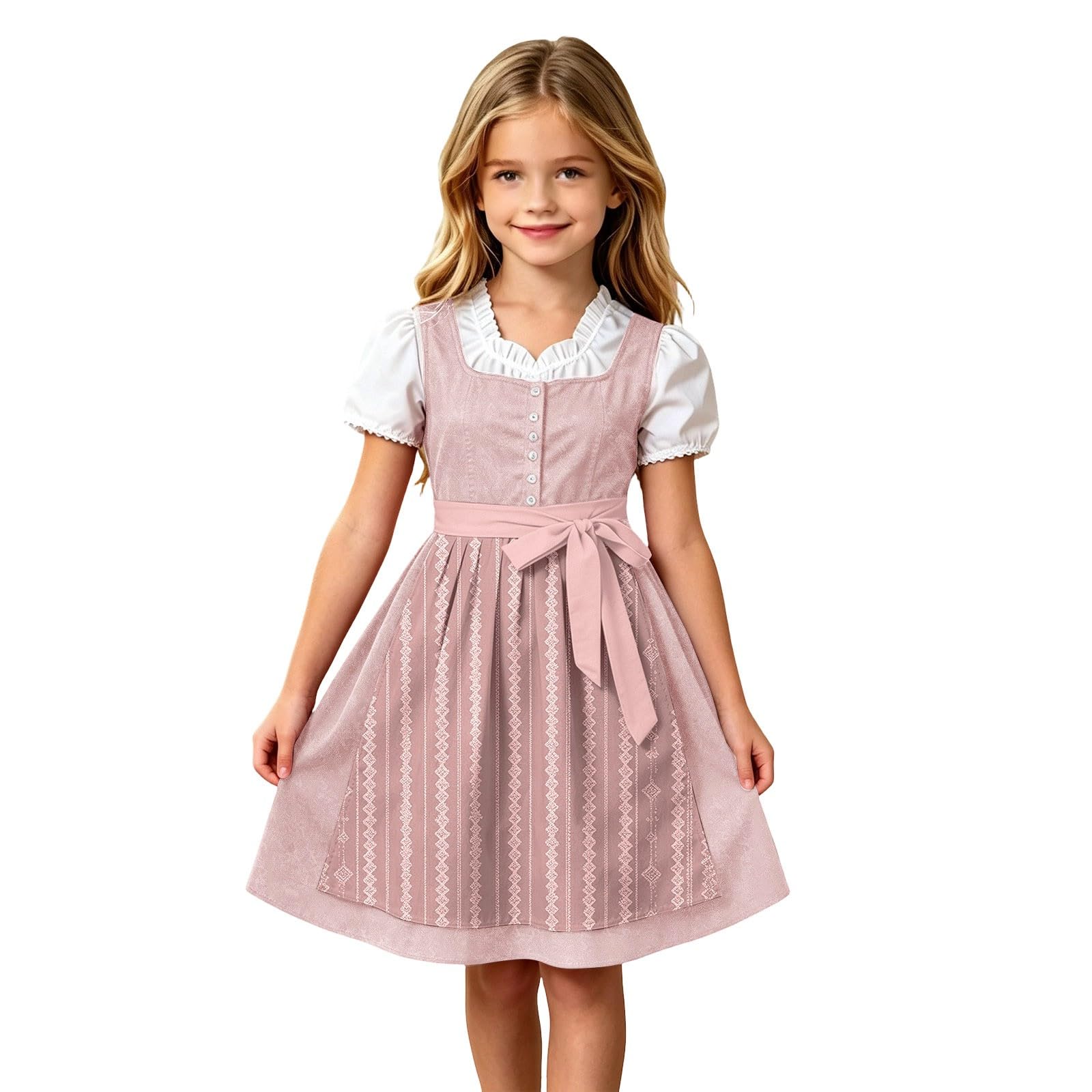 Girls Oktoberfest Costume Bavarian Beer Festival Dirndl Dress with Apron