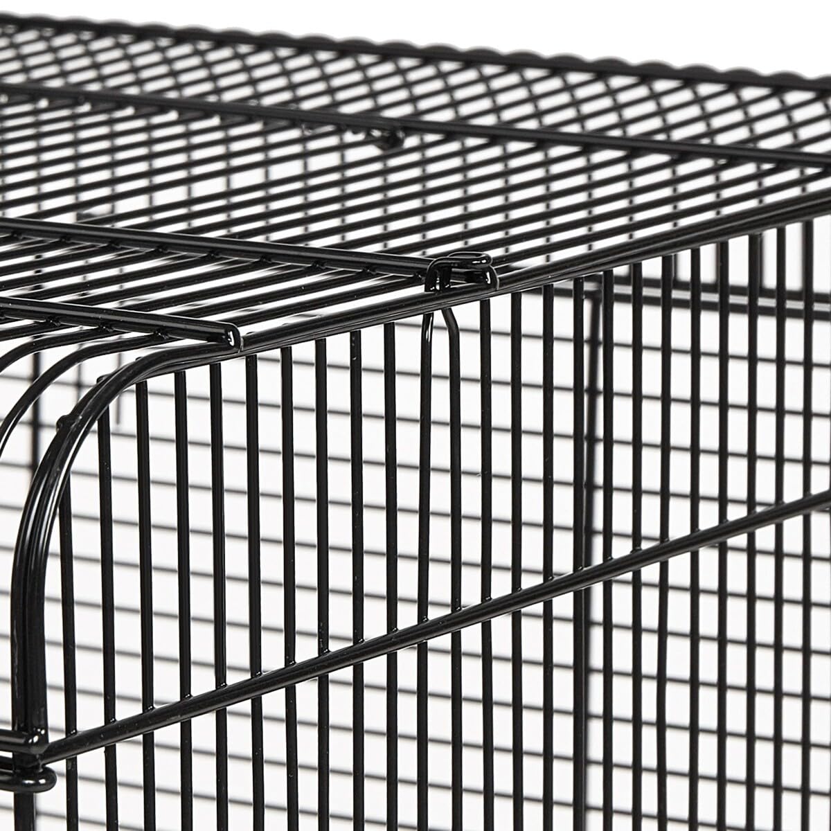 HAPPET VKlatka dla Gryzoni Hammy – 58 × 43 × 57 cm, Przestronna Klatka z Głęboką Kuwetą, Platformą i Drabinką, Kołami, Miseczką i Poidłem, Czarna z Przezroczystą Podstawą