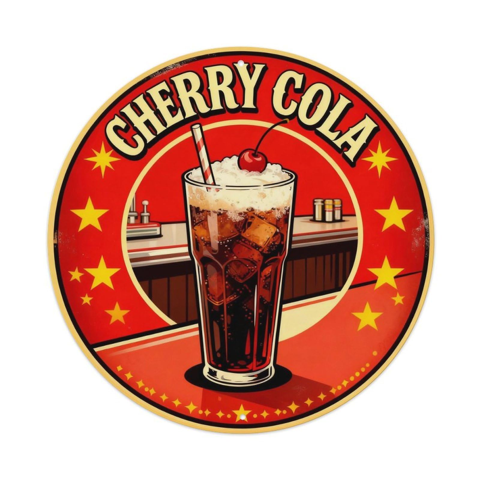 Cherry Cola 50s Diner Sign Metal Tin Sign Plaque
