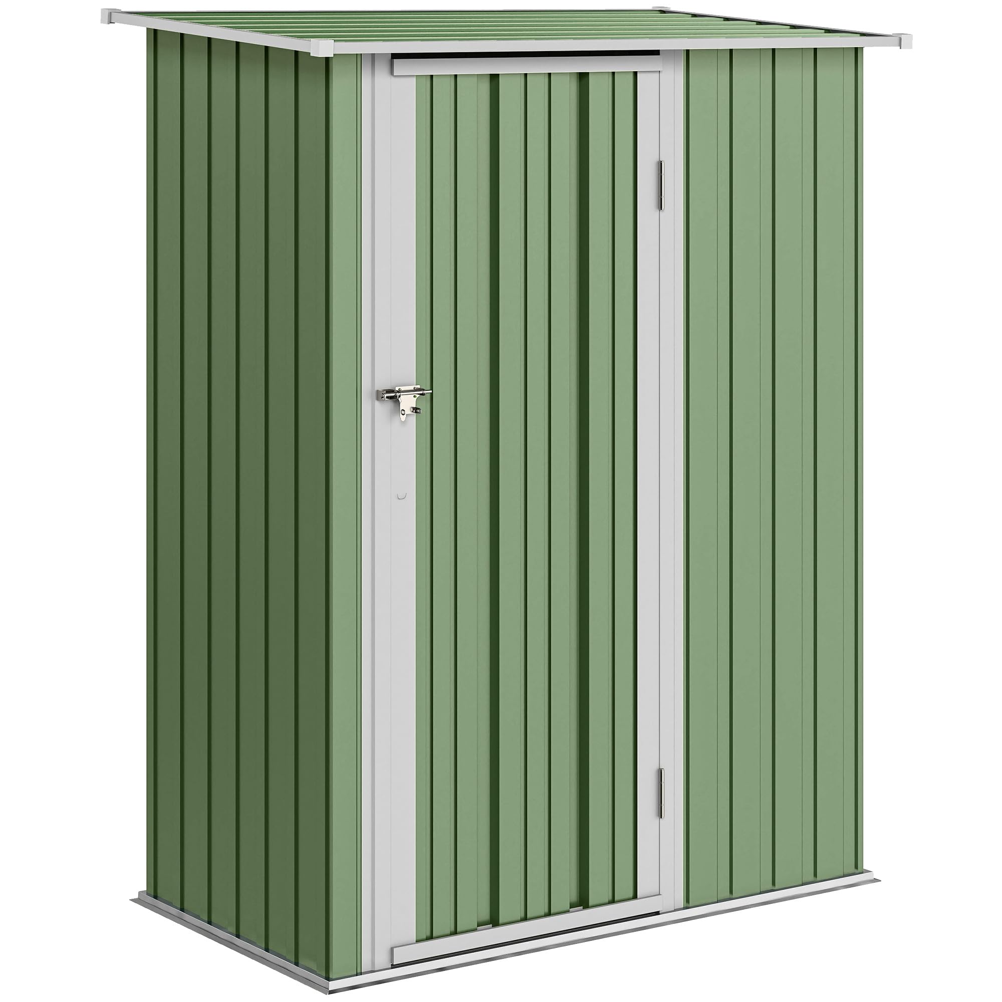 Outsunny Metall Gerätehaus 1,07 m² 142 x 86 x 189 cm Geräteschuppen mit Pultdach abschließbarer Tür wetterfest Grün