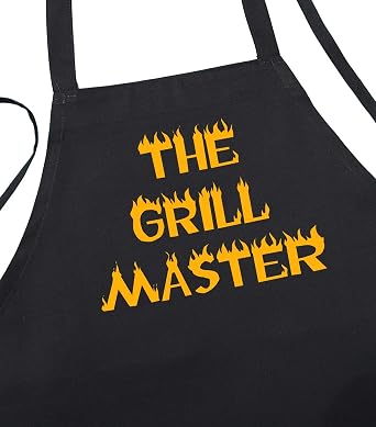 The Grill Master Black BBQ Cooking Aprons for Men, Funny Outdoor Grilling Gift, Novelty Chef Apron