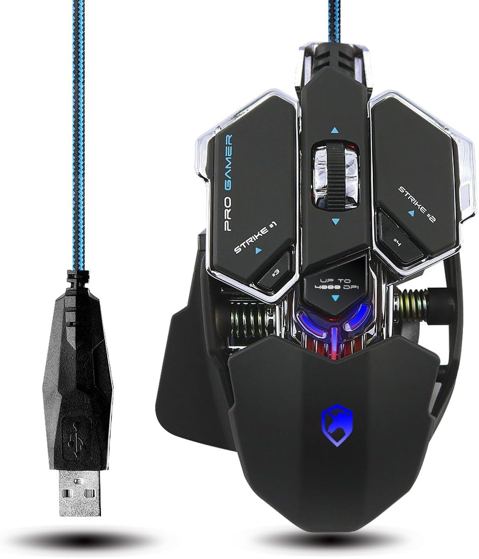 Gaming Mouse Programmable, ECHTPower 4800DPI Led RGB 9 Buttons Optical PC USB Wired Gaming Mice for Pro Gamer