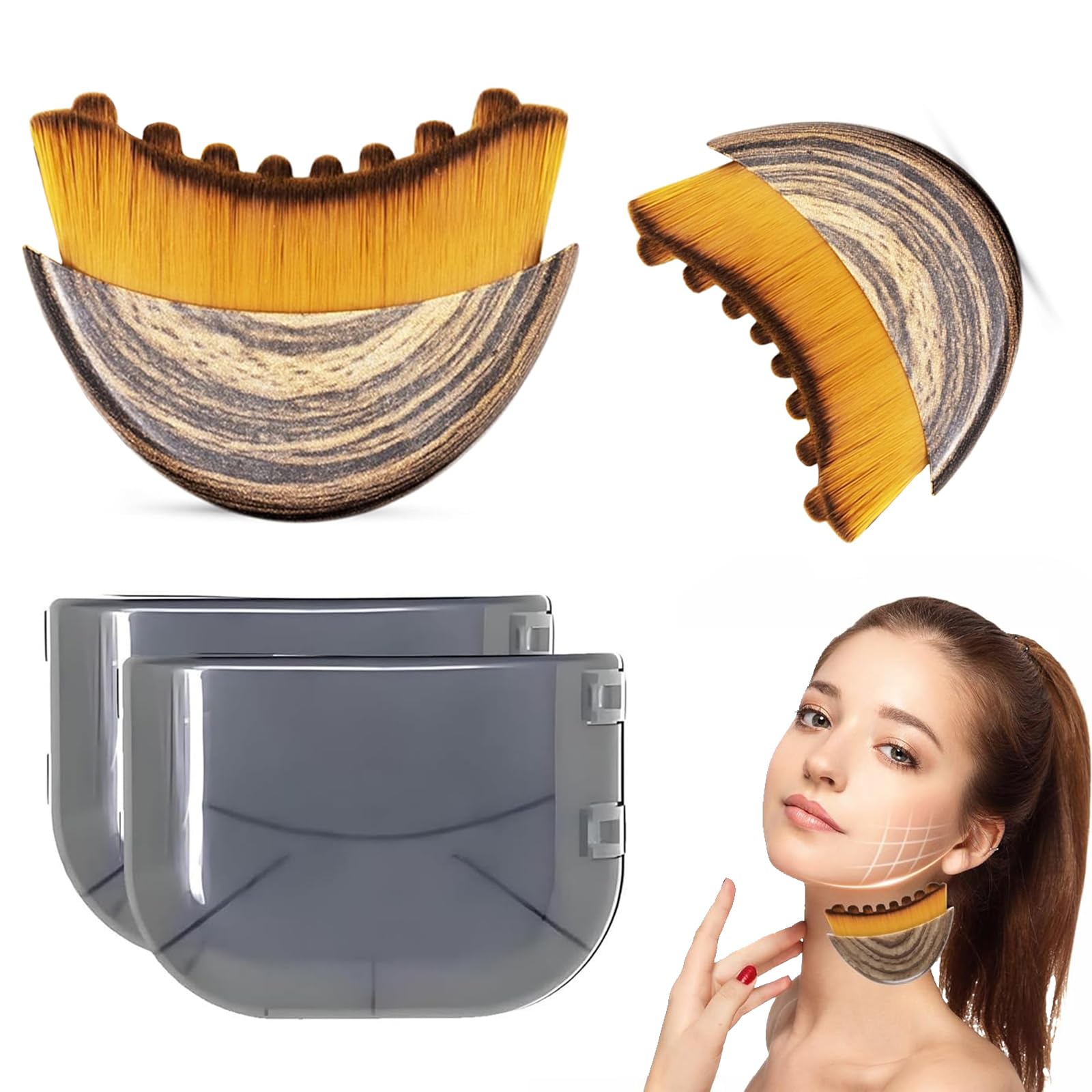 2PCS Lymphatic Contour Face Brush Drainage Massager for Face Neck Chin Jawline Sculpting Tool Ergonomic Design for Anti-Swelling