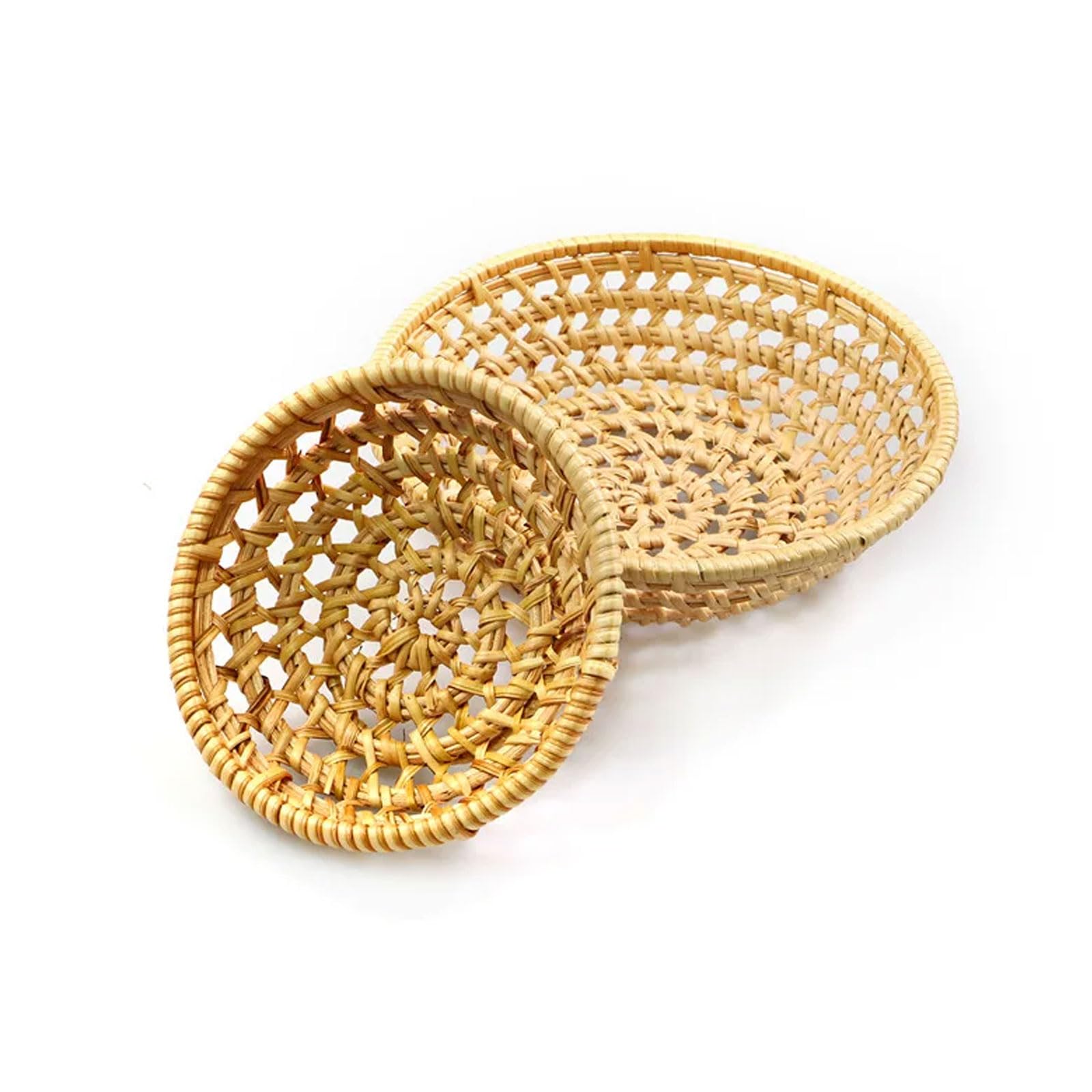 ttnmrc Montessori Rattan Woven Baskets, Natural Handwoven Storage Baskets, Round Trays Classroom & Home Organization (2pcs)