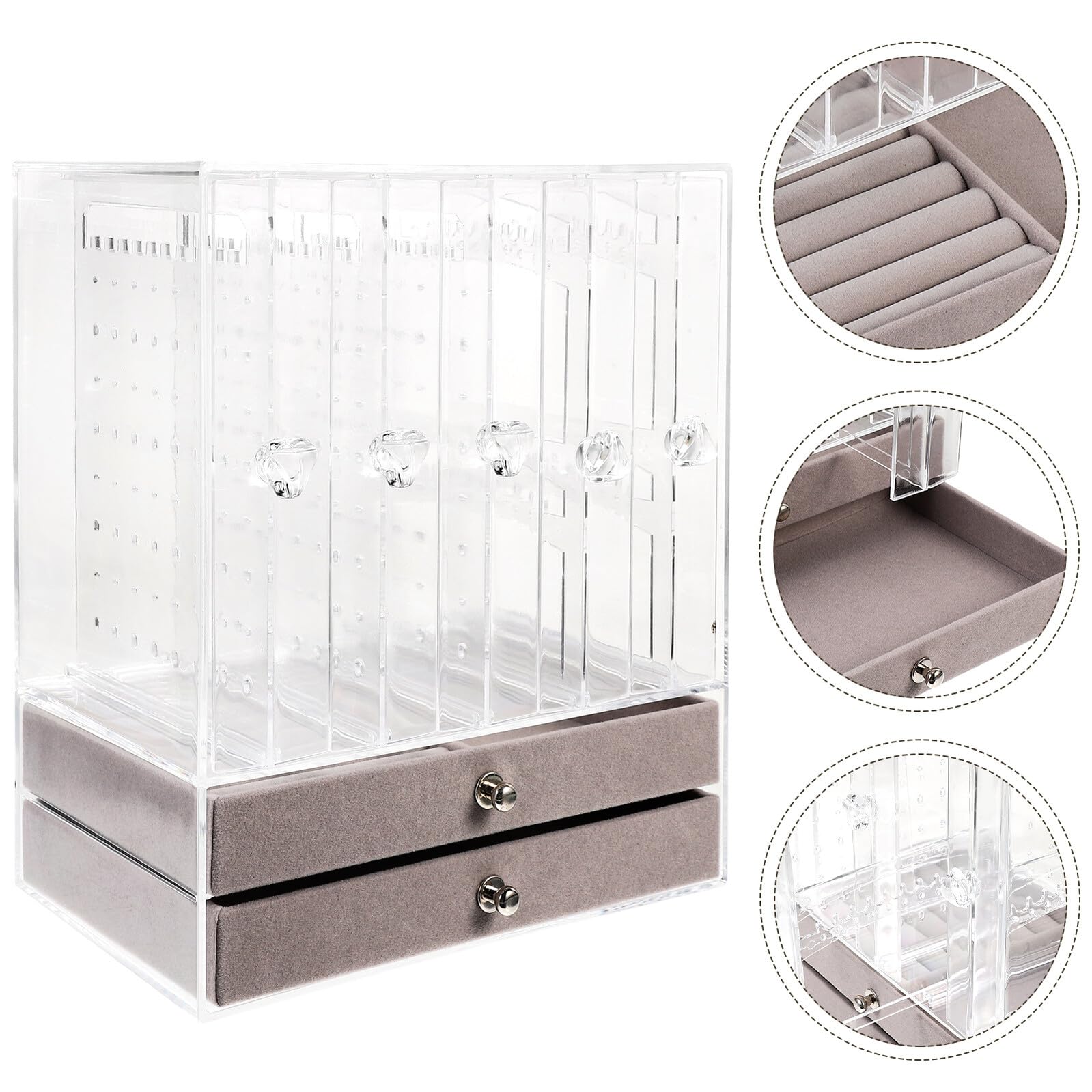Transparentes Schmuckkästchen mit Doppellagigem Schubladendesign Klarer Schmuck organizer für Desktop Aufbewahrungsbox für Ringe Ohrringe Halsketten für Zuhause und Ladendisplay