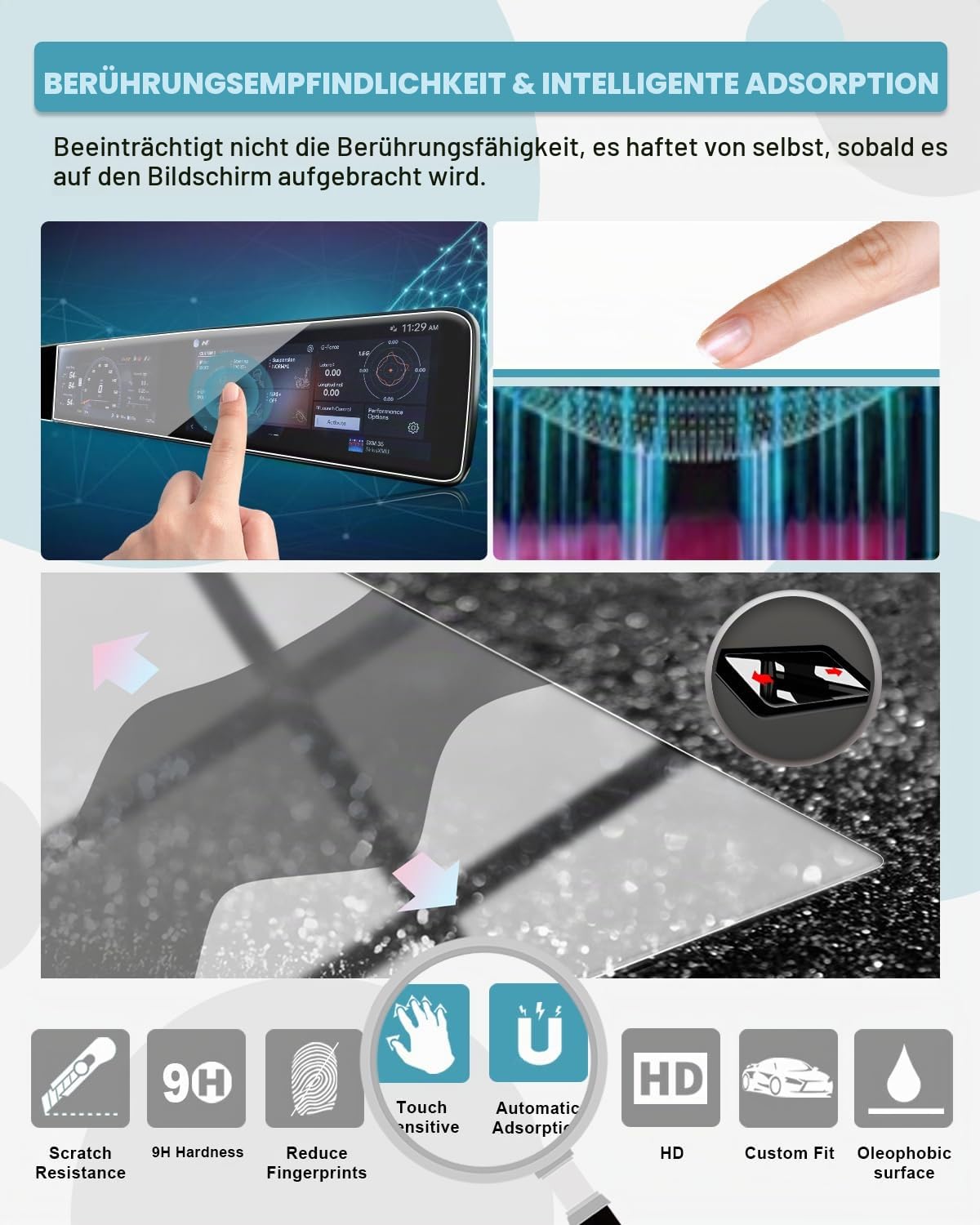 CDEFG Kompatibel mit Hyundai Ioniq 5 N 2025 Facelift Navigation Schutzfolie Tempered Glas Kratzfest 12,3 Zoll GPS Displayschutzfolie Auto Folie Ioniq 5 N Zubehör