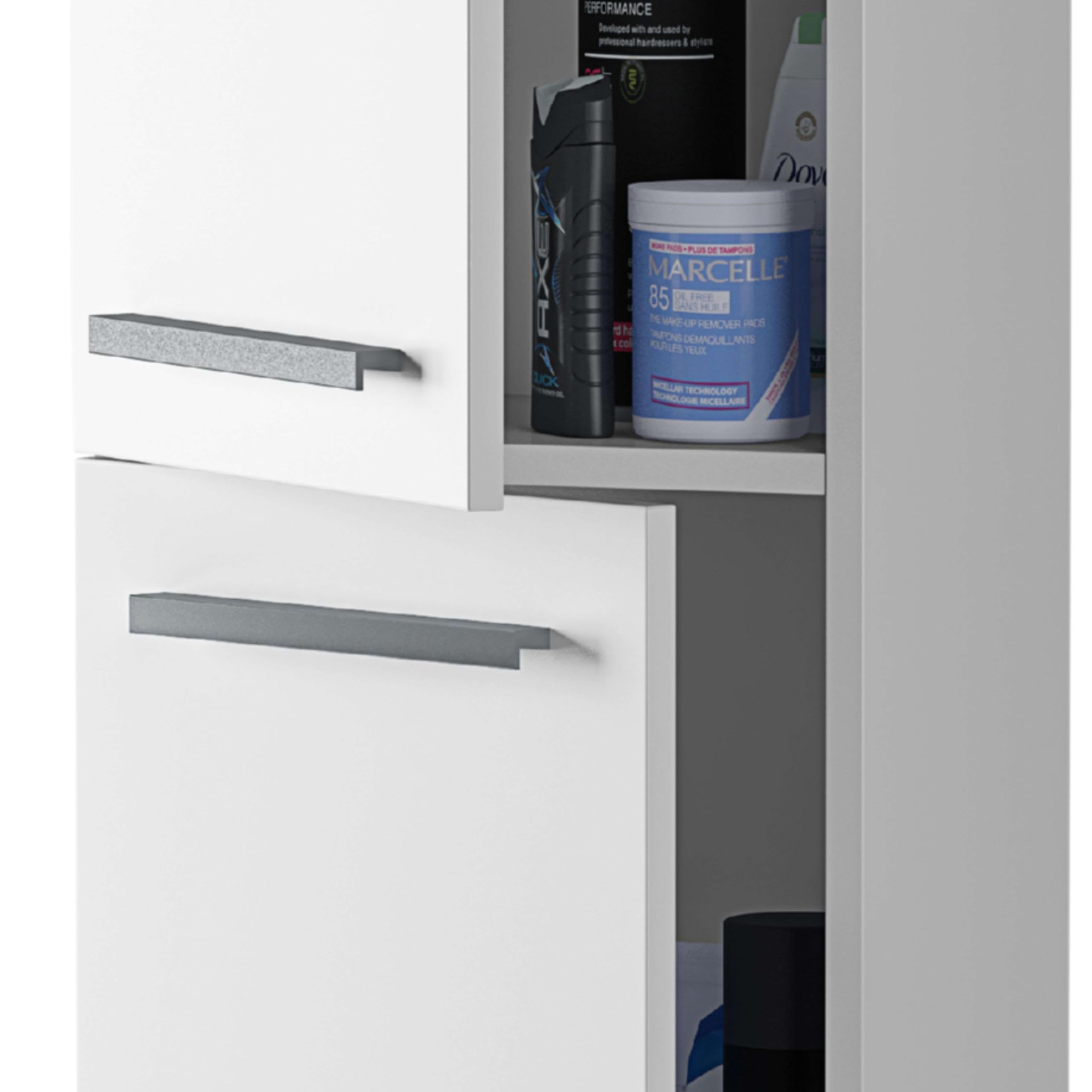 Columna de Baño Suspendida Aruba en Melamina Color Blanco Brillo Elegante y Moderna 30x150 cm
