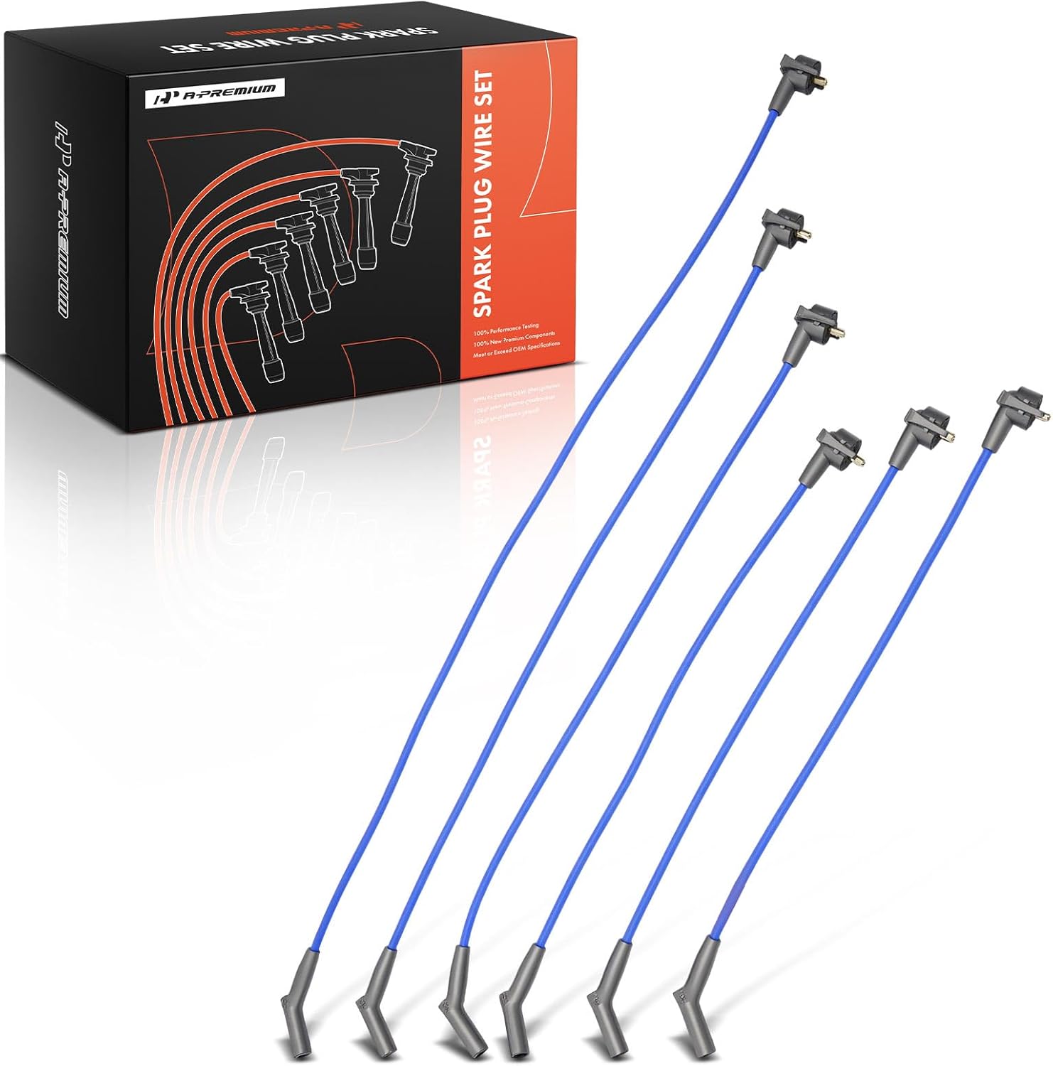 A-Premium 6 PCS Spark Plug Wires Compatible with Ford Explorer 1997-2000, Ranger 1997-2000, Aerostar 1997, 4.0L, Blue