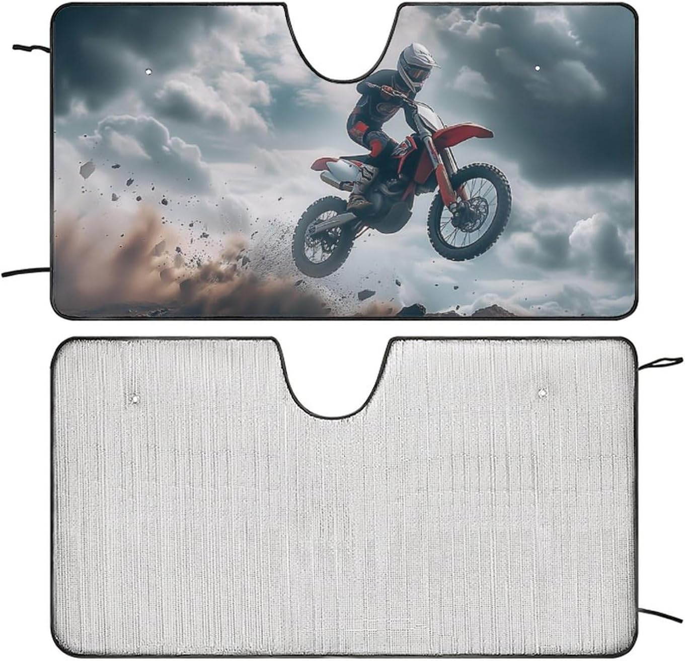 Sport Motocross Vintage Windshield Sun Shade Foldable Reflective Sun Shade Blocks UV Rays,Car Interior Accessories