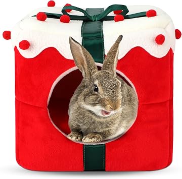 Rabbit Bed - 3-in-1 Cozy Rabbit Hideaway for Small Animals Bunny, Guinea Pig, Chinchilla, Ferret, Hedgehog, Measures 30cm x 30cm x 30cm