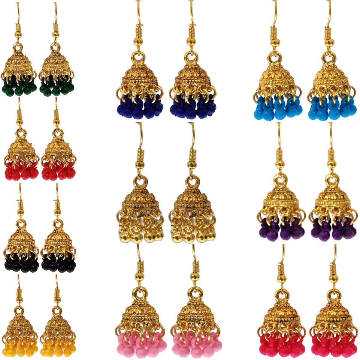 Combo Pack gold Plated Oxidised Jhumka Jhumki Stylish Fancy Ethnic Designer Traditional Earrings For Women And Girls (B08SHSW337) Amazon Price History, Amazon Price Tracker