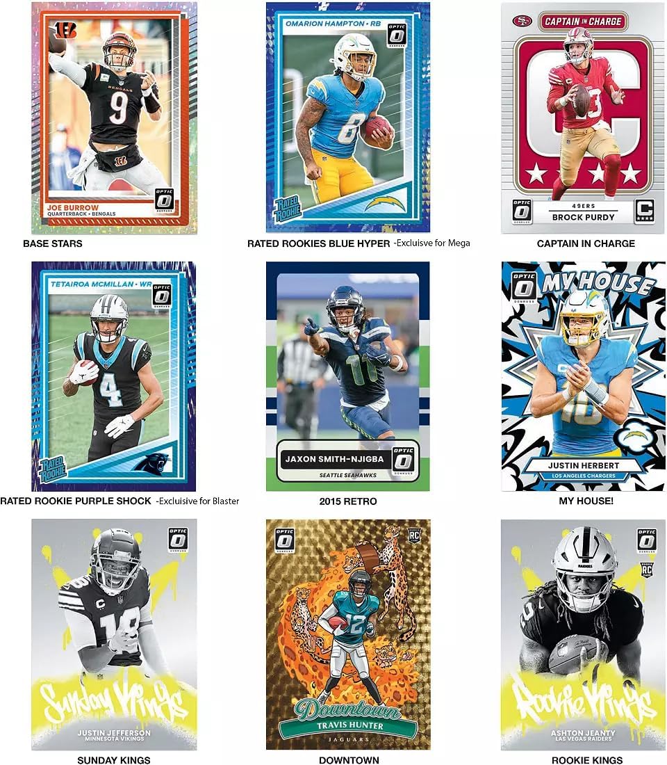 2025 Panini Donruss Optic Football Mega Box, Look for Mega Box Exclusive Blue Hyper Parallels